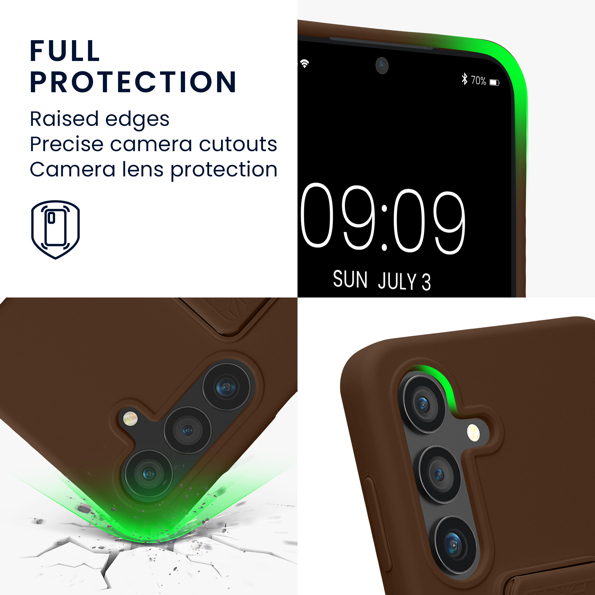 Pouzdro pro Samsung Galaxy S24 kwmobile se stojánkem s poutkem silikonové - čokoládová