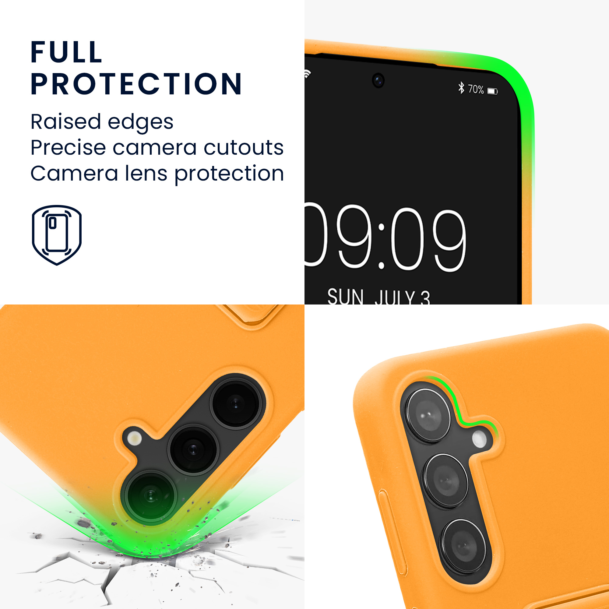Pouzdro pro Samsung Galaxy S24 Plus kwmobile se stojánkem s poutkem silikonové - ovocná oranžová