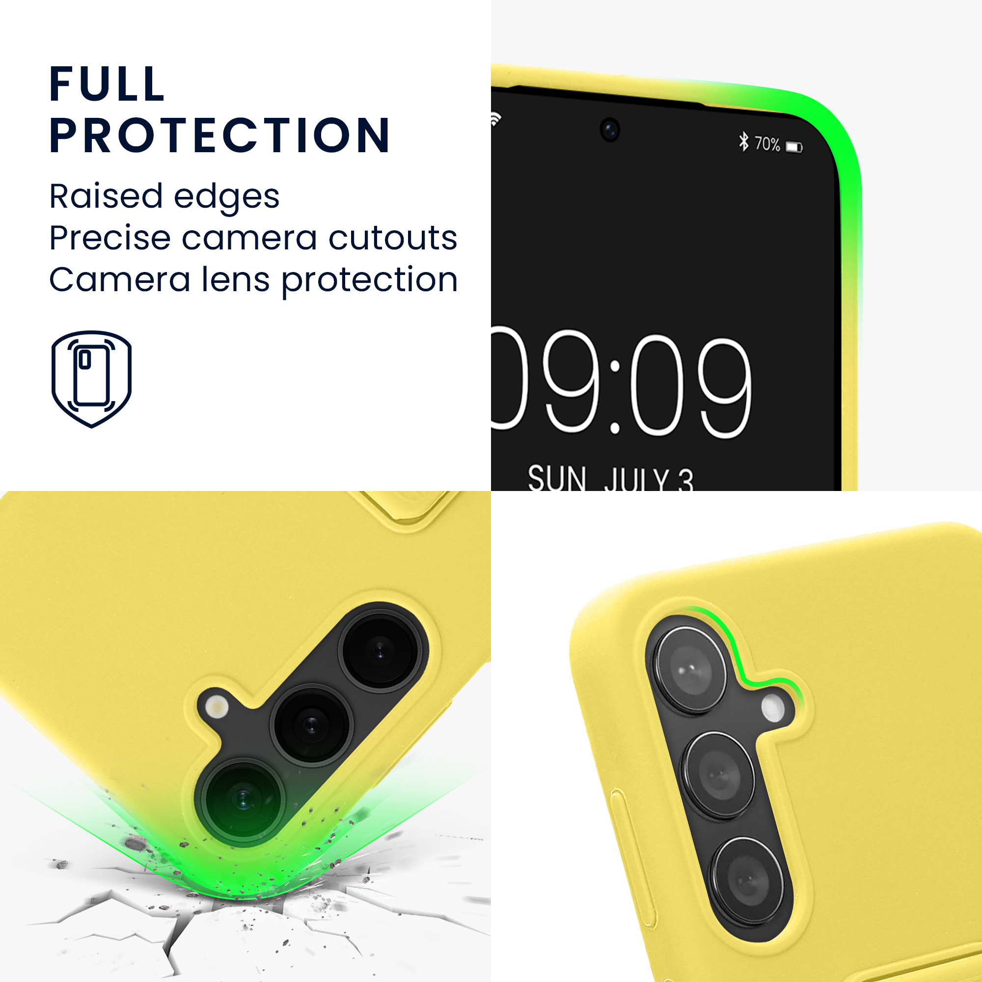 Pouzdro pro Samsung Galaxy S24 Plus kwmobile se stojánkem s poutkem silikonové - zářivě žlutá