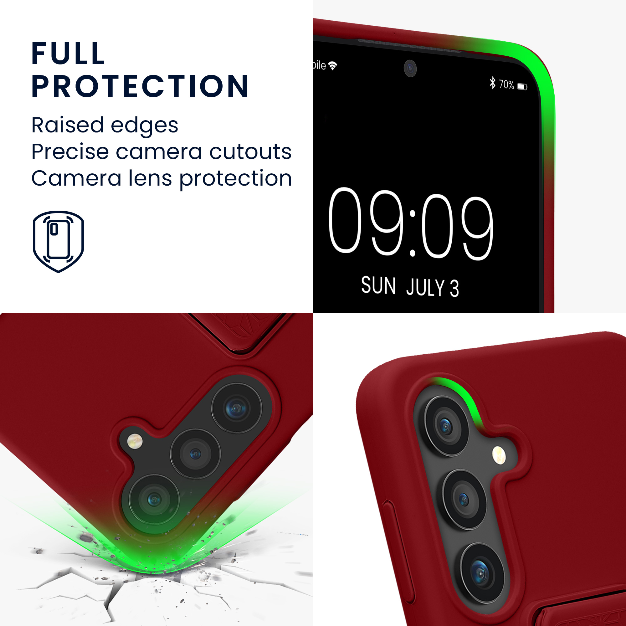 Pouzdro pro Samsung Galaxy S24 Plus kwmobile se stojánkem s poutkem silikonové - rebarborová červená