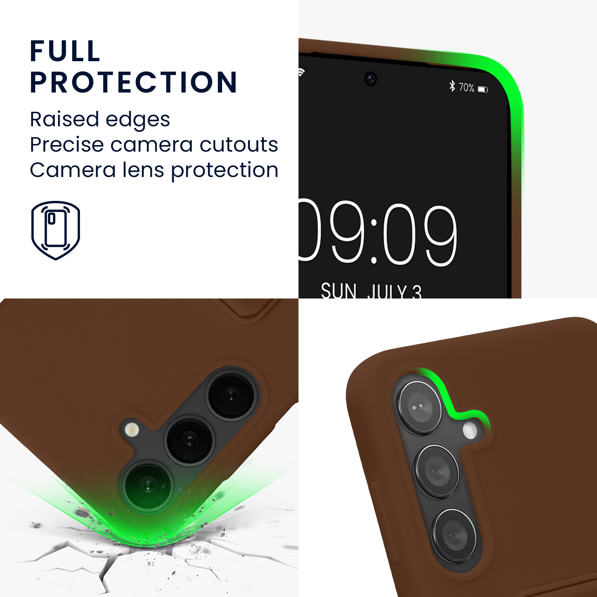 Pouzdro pro Samsung Galaxy S24 Plus kwmobile se stojánkem s poutkem silikonové - čokoládová