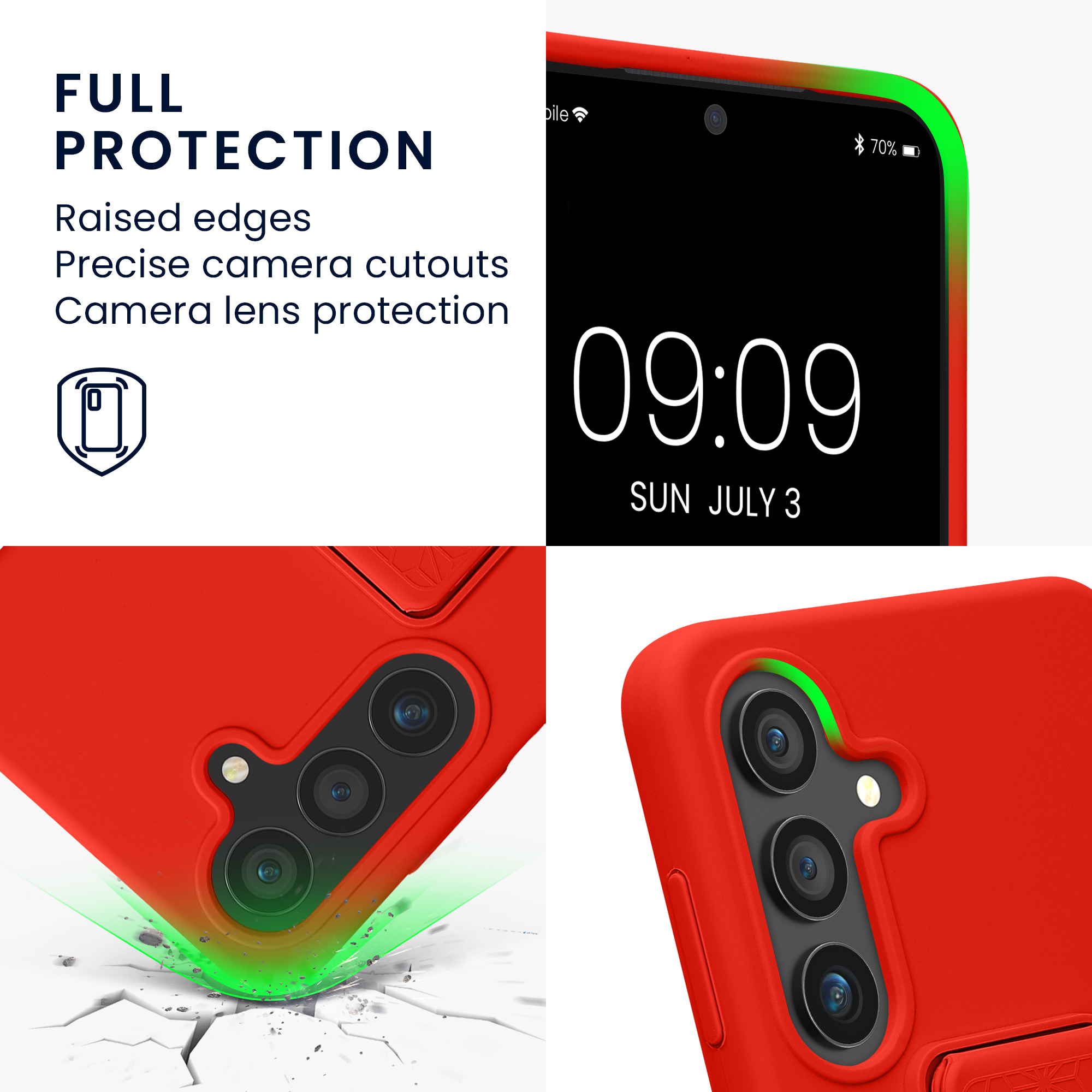 Pouzdro pro Samsung Galaxy S25 kwmobile se stojánkem s poutkem silikonové - červená