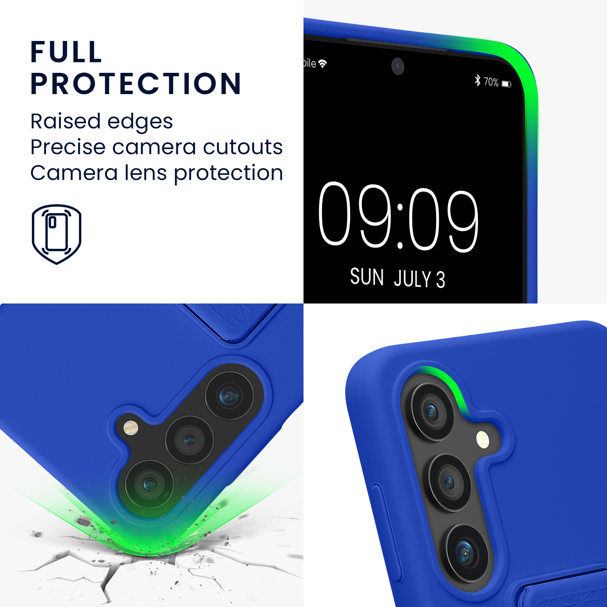 Pouzdro pro Samsung Galaxy S25 kwmobile se stojánkem s poutkem silikonové - baltská modrá