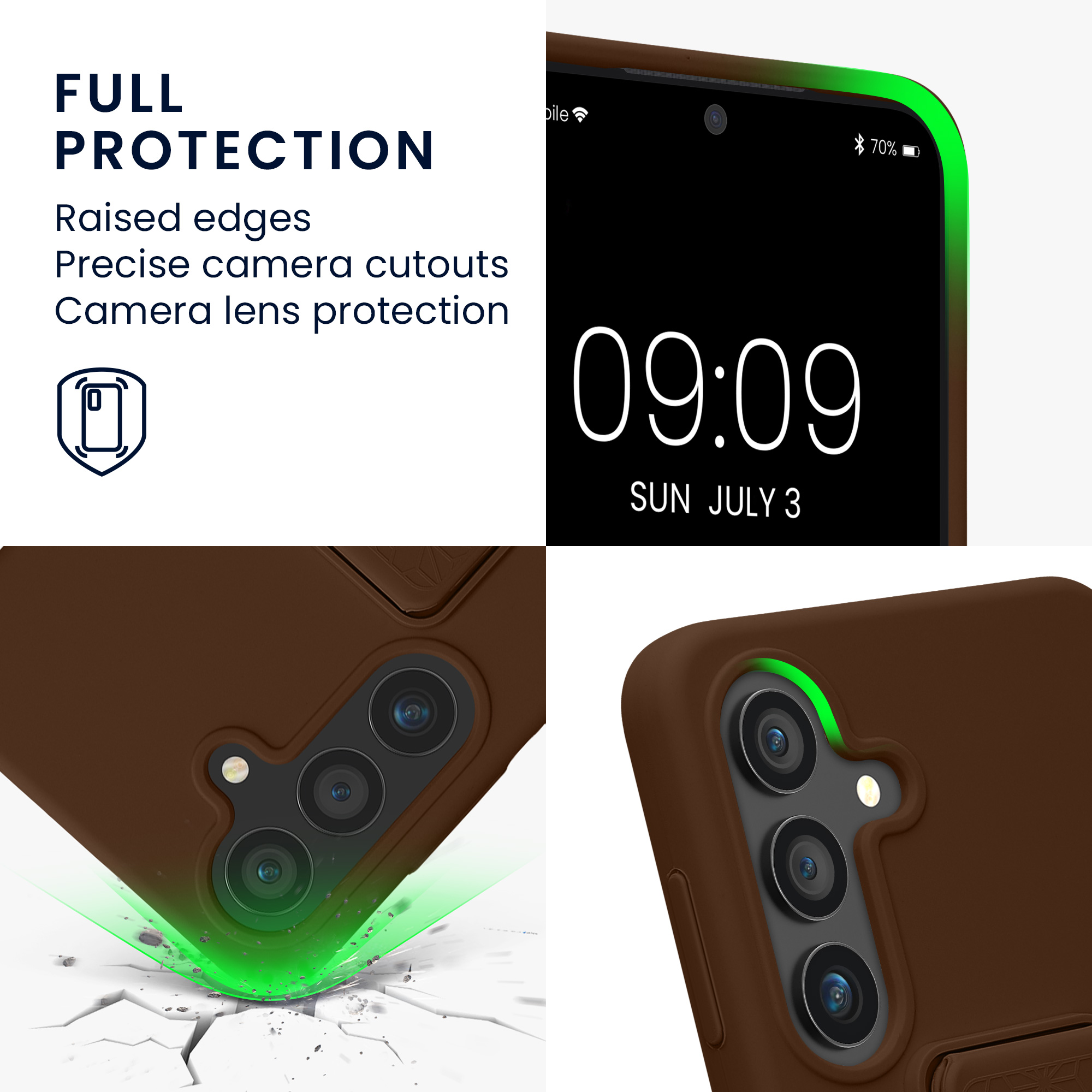 Pouzdro pro Samsung Galaxy S25 kwmobile se stojánkem s poutkem silikonové - čokoládová