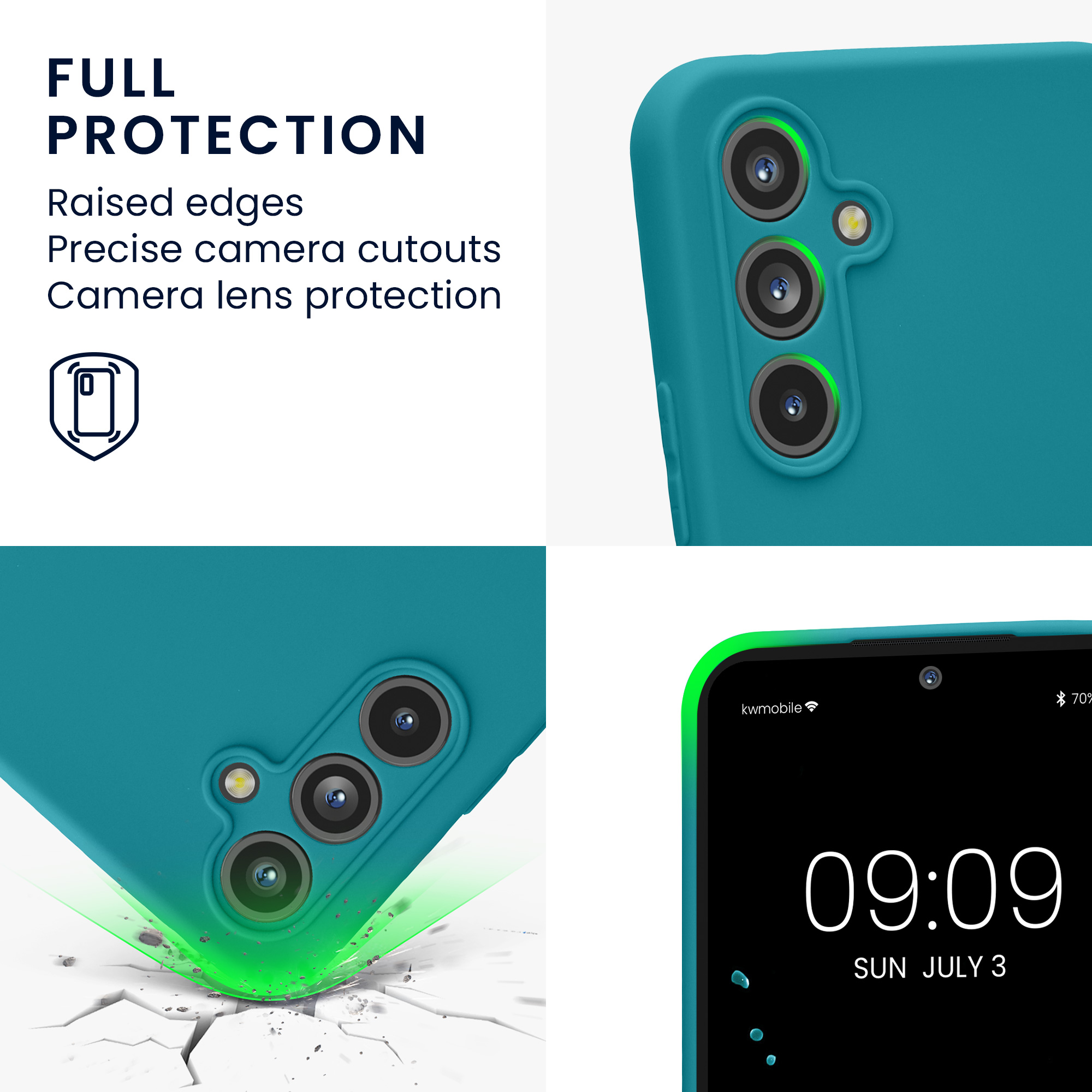 Kryt na mobil Samsung Galaxy A54 5G kwmobile slim matný TPU Matná petrolejová