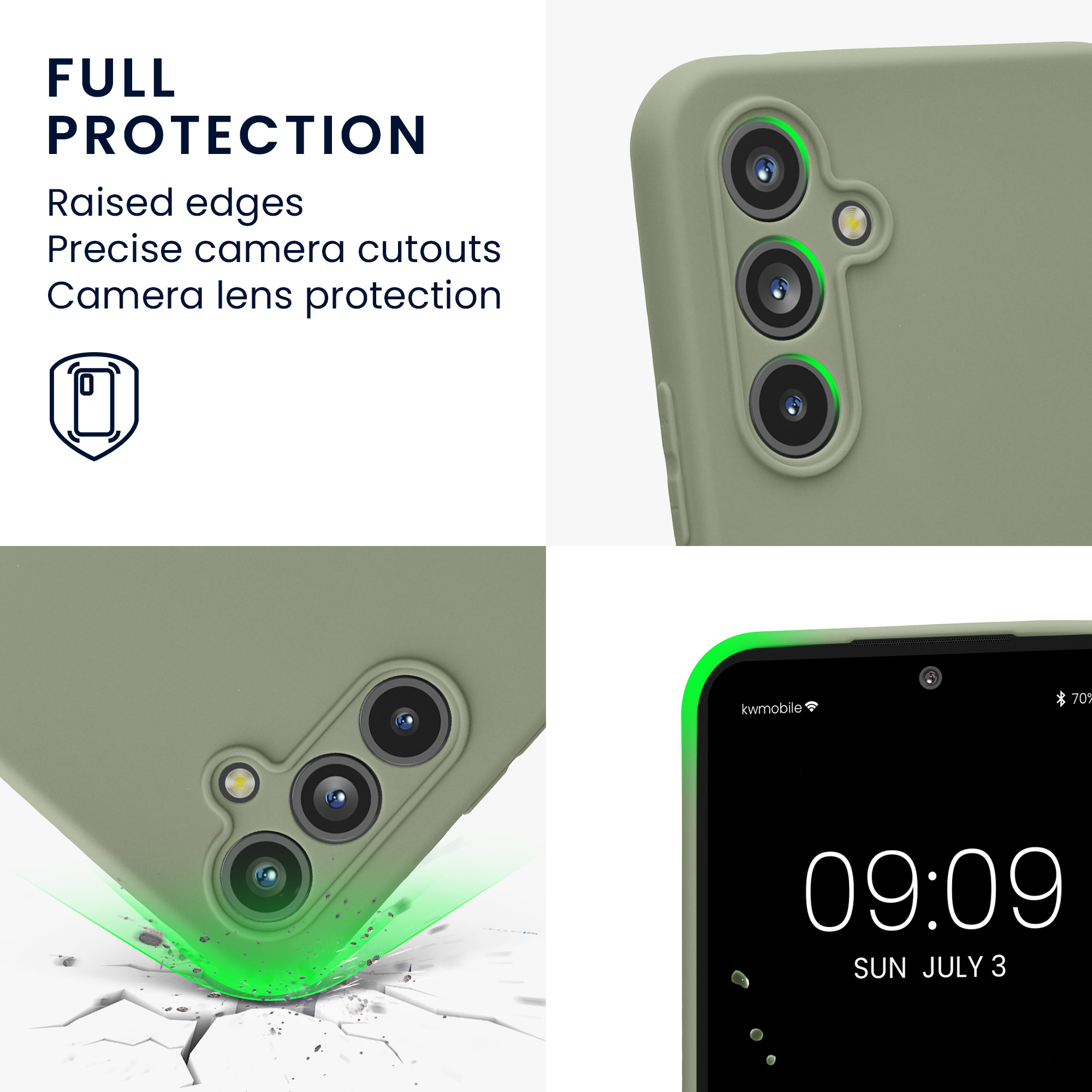 Kryt na mobil Samsung Galaxy A54 5G kwmobile slim matný TPU Šedo-zelená