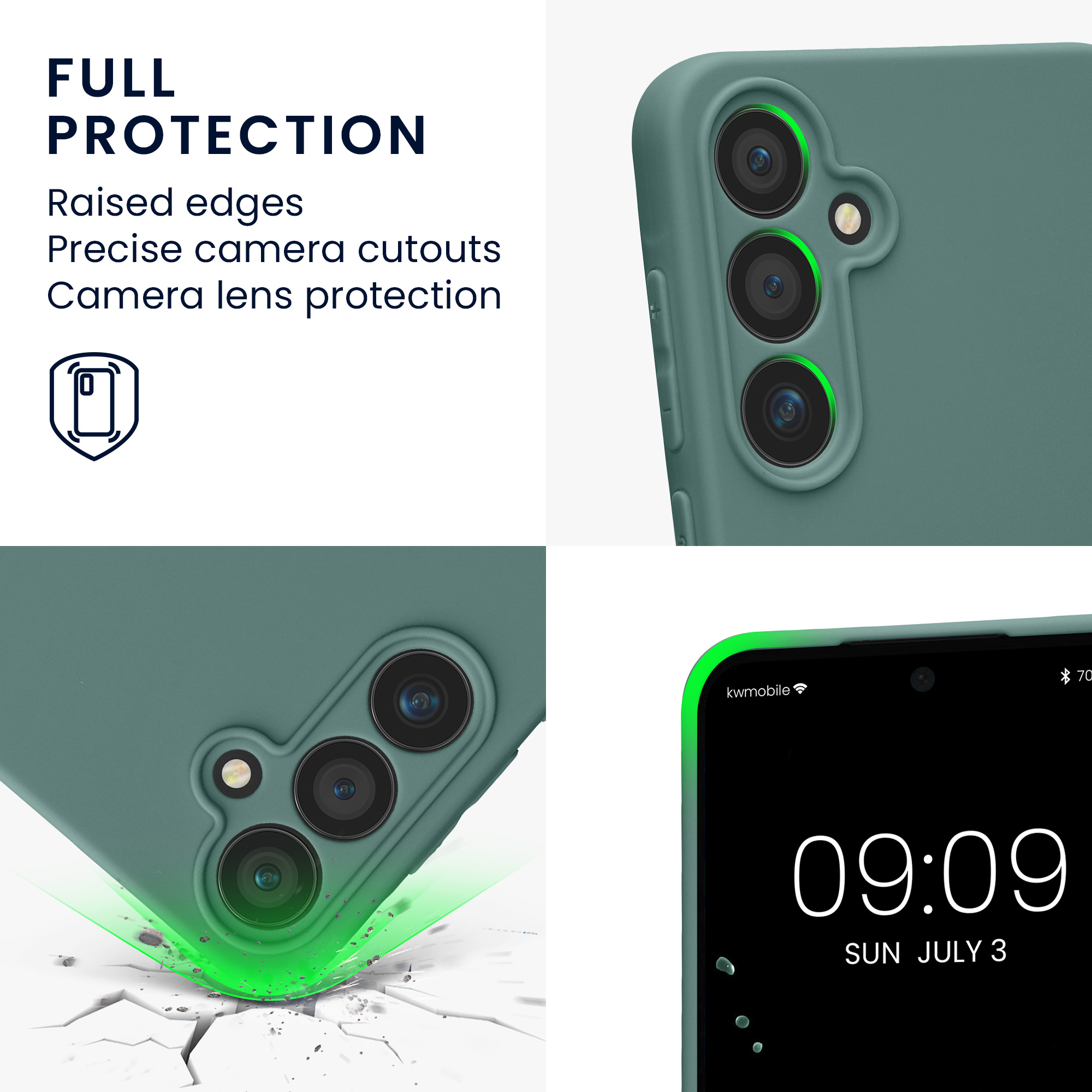 Kryt na mobil Samsung Galaxy A55 5G kwmobile slim matný TPU Modro-zelená