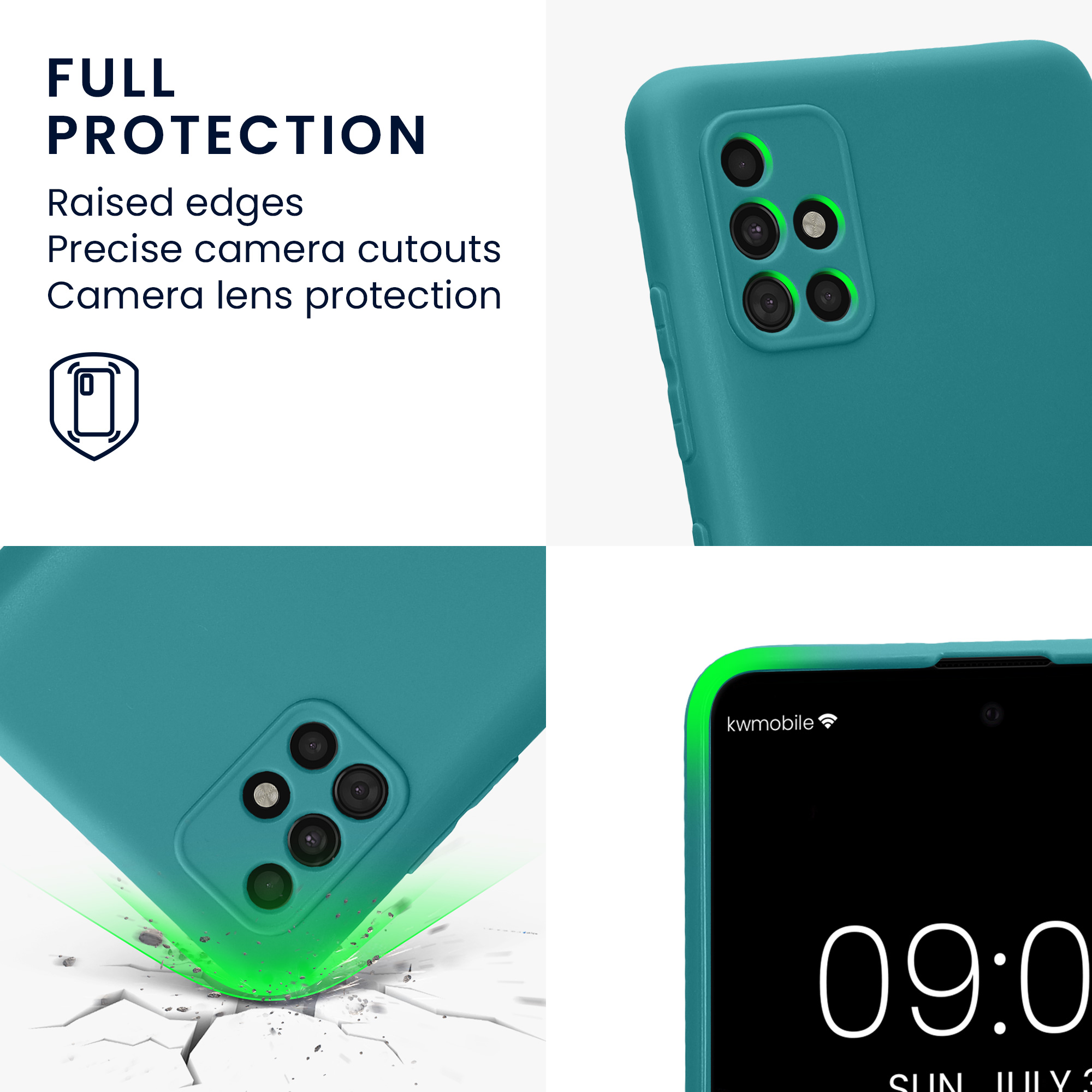 Kryt na mobil Samsung Galaxy A51 kwmobile slim matný TPU Matná petrolejová