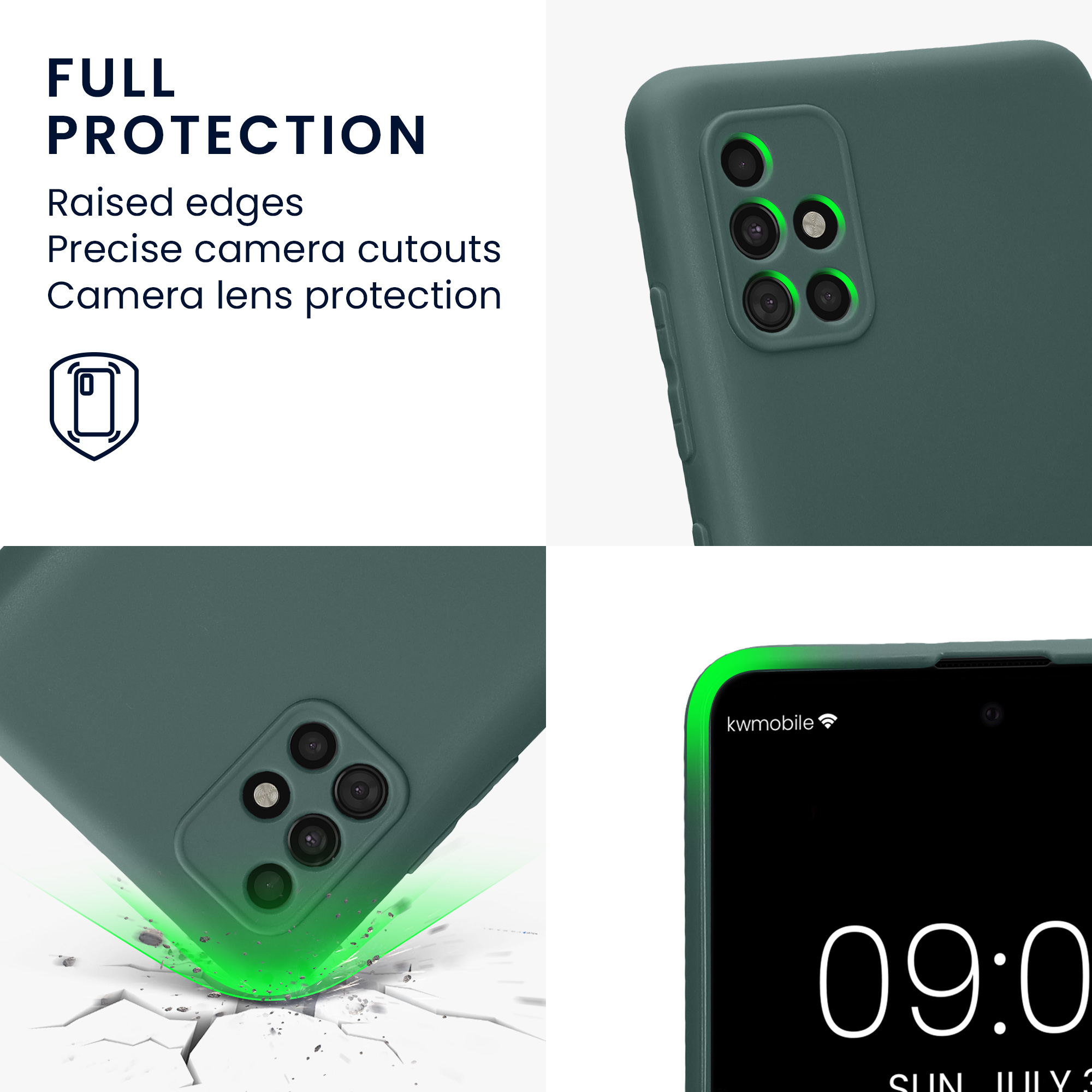 Kryt na mobil Samsung Galaxy A51 kwmobile slim matný TPU Modro-zelená