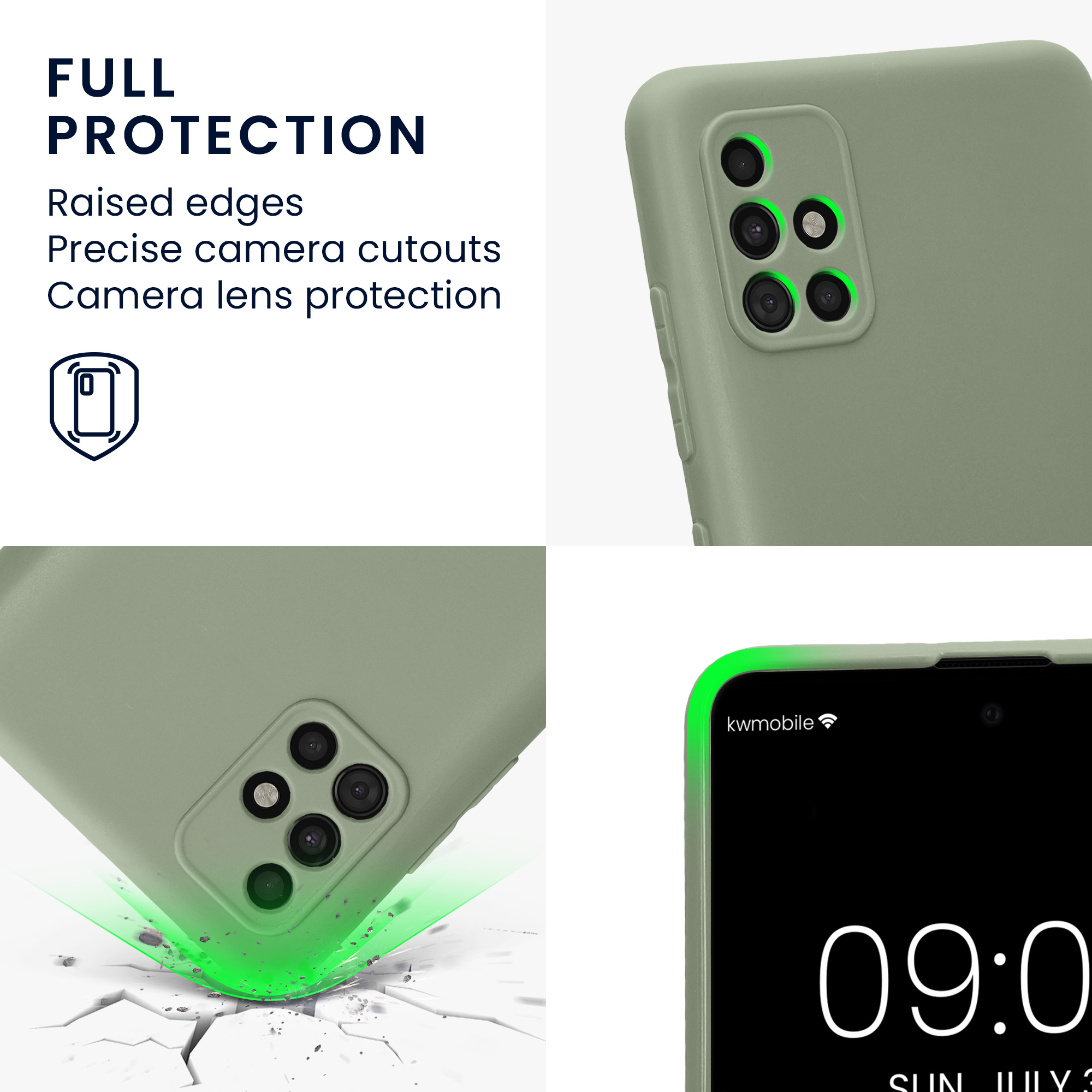 Kryt na mobil Samsung Galaxy A51 kwmobile slim matný TPU Šedo-zelená