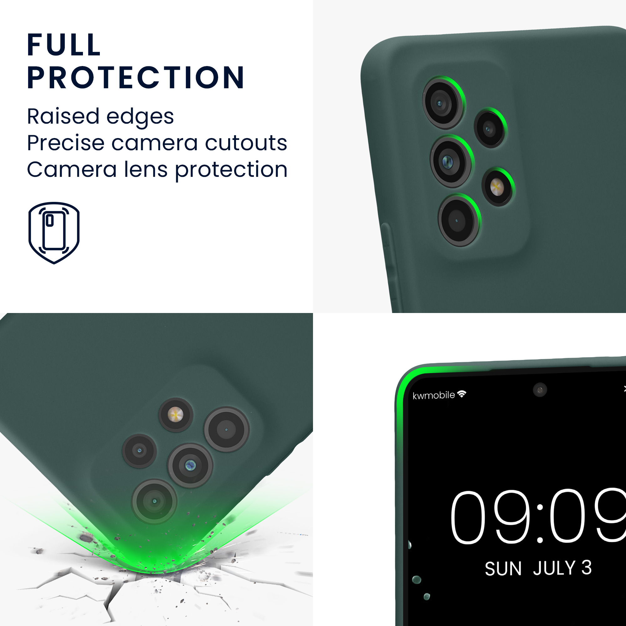 Kryt na mobil Samsung Galaxy A53 5G kwmobile slim matný TPU Modro-zelená