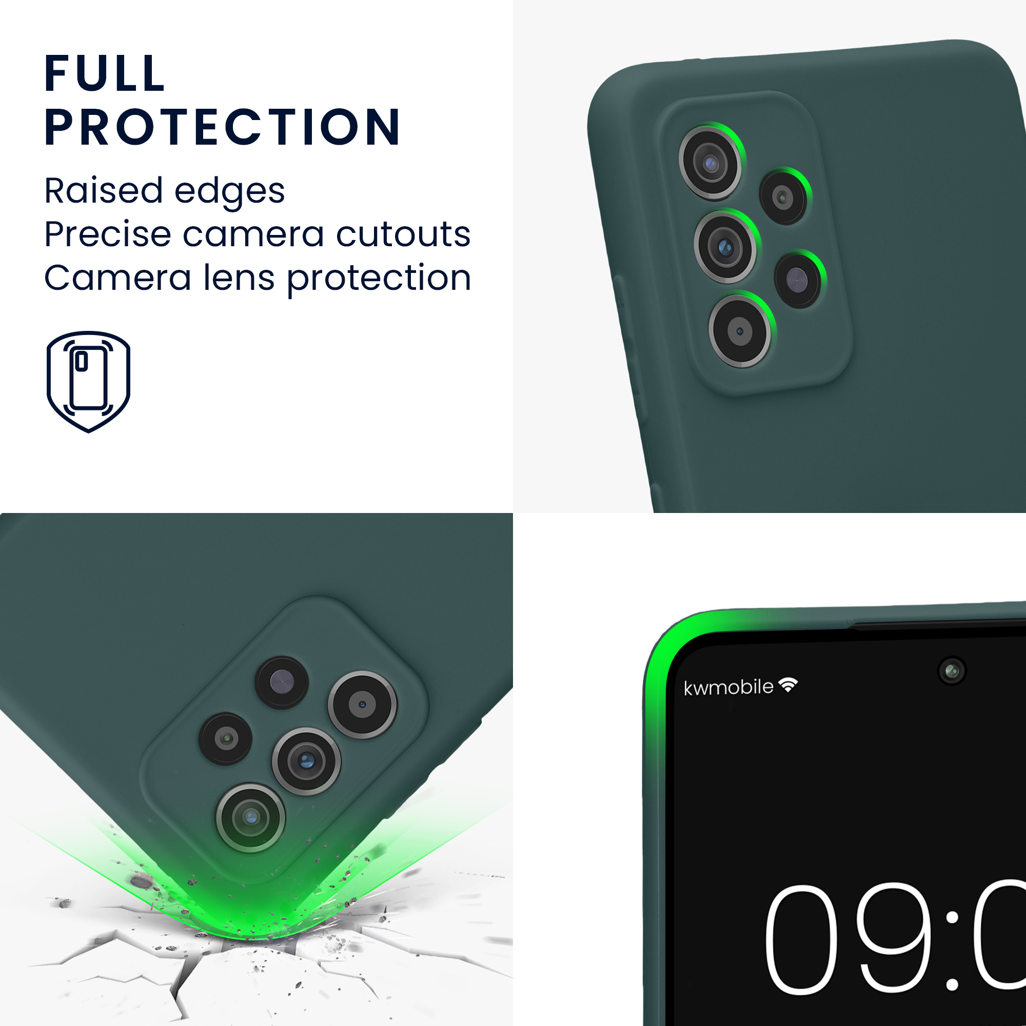 Kryt na mobil Samsung Galaxy A52 / A52 5G / A52s 5G kwmobile slim matný TPU Modro-zelená