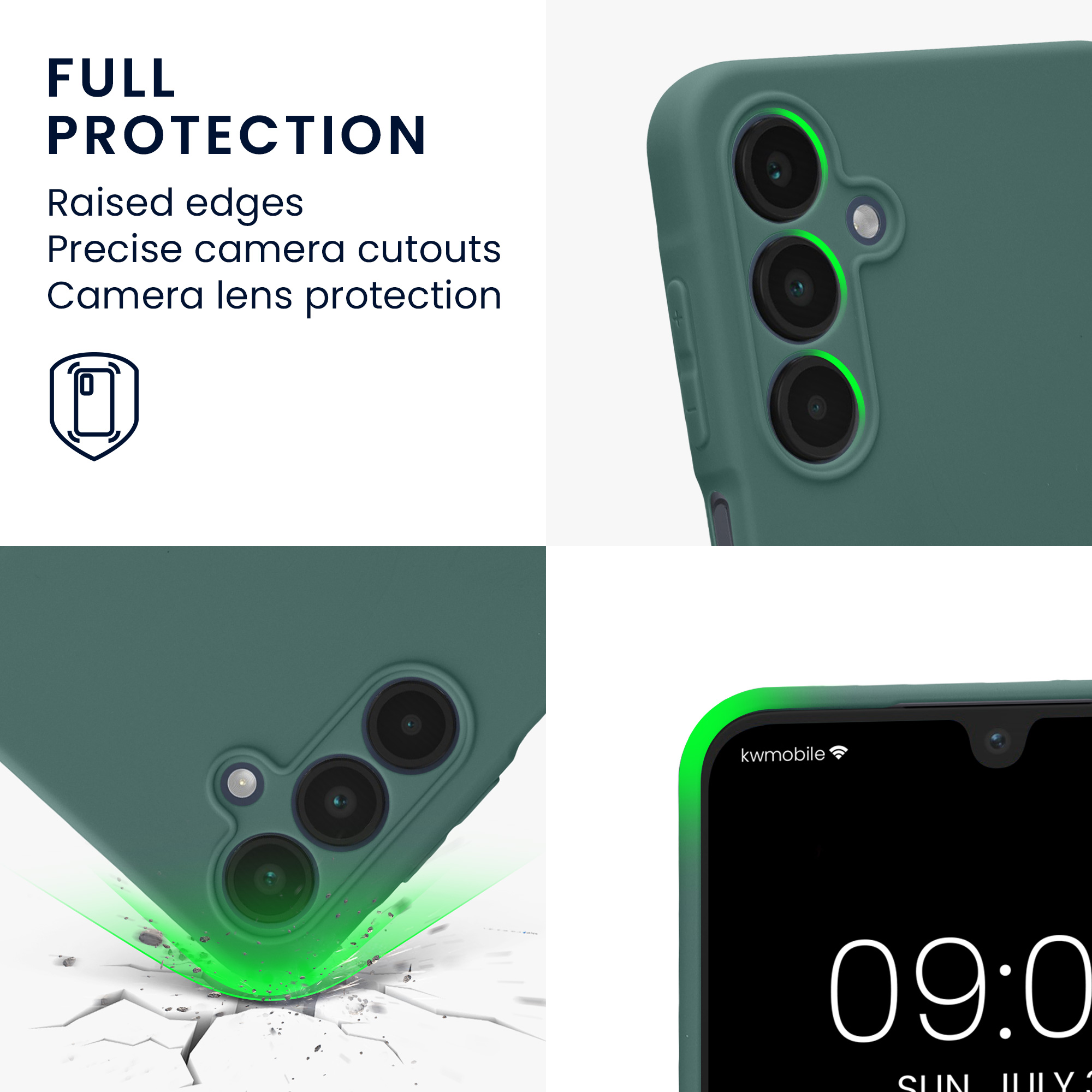 Kryt na mobil Samsung Galaxy A16 5G kwmobile slim matný TPU Modro-zelená