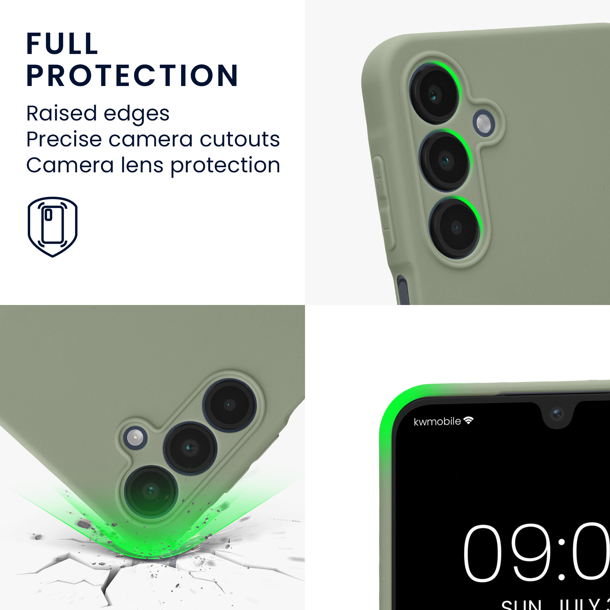 Kryt na mobil Samsung Galaxy A16 5G kwmobile slim matný TPU Šedo-zelená