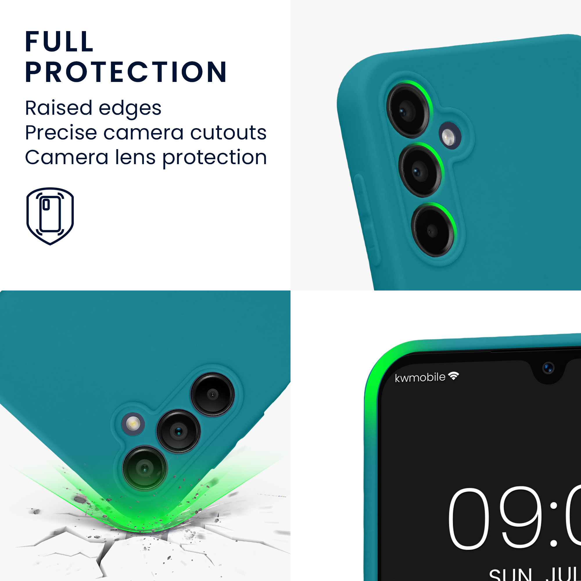 Kryt na mobil Samsung Galaxy A14 5G kwmobile slim matný TPU Matná petrolejová