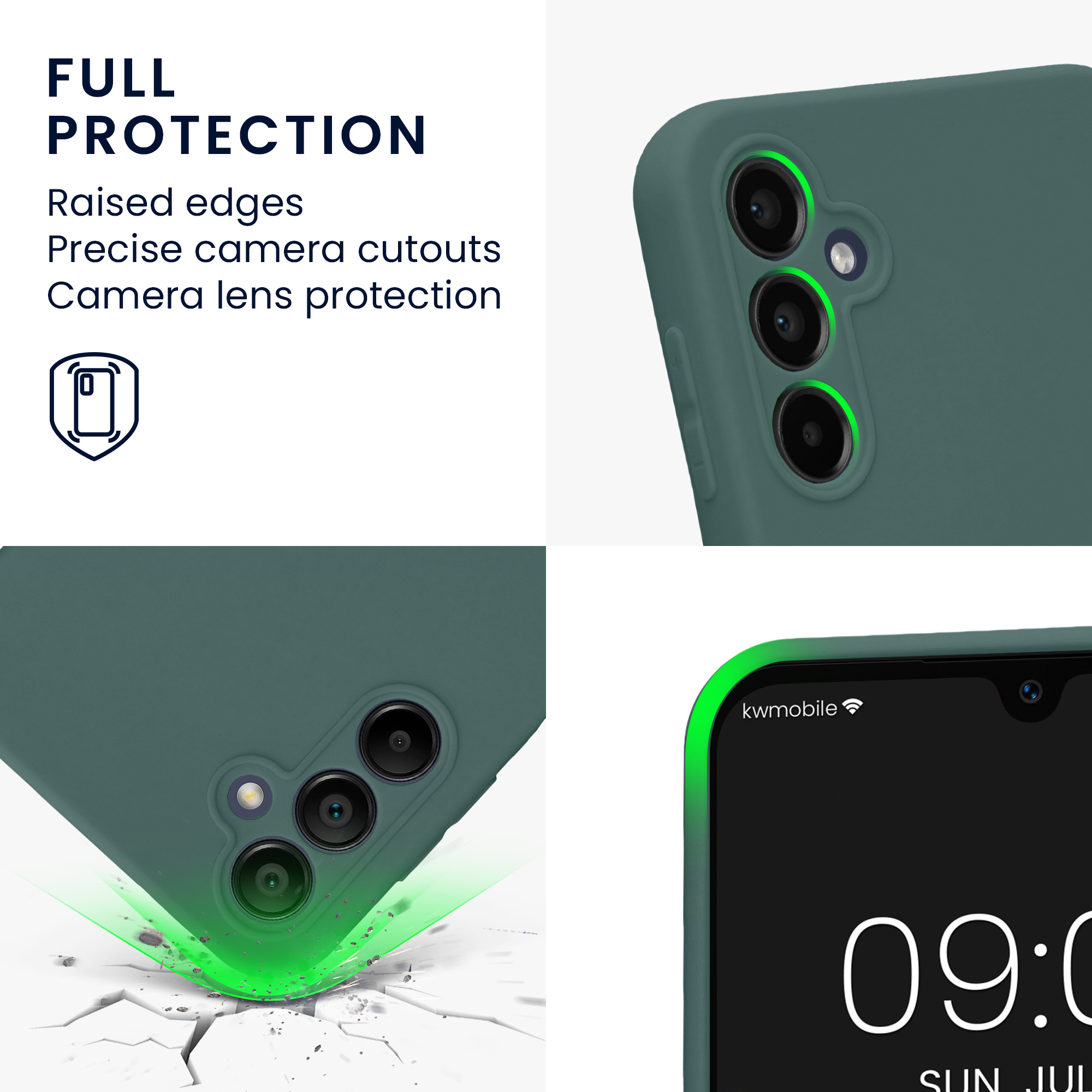 Kryt na mobil Samsung Galaxy A14 5G kwmobile slim matný TPU Modro-zelená
