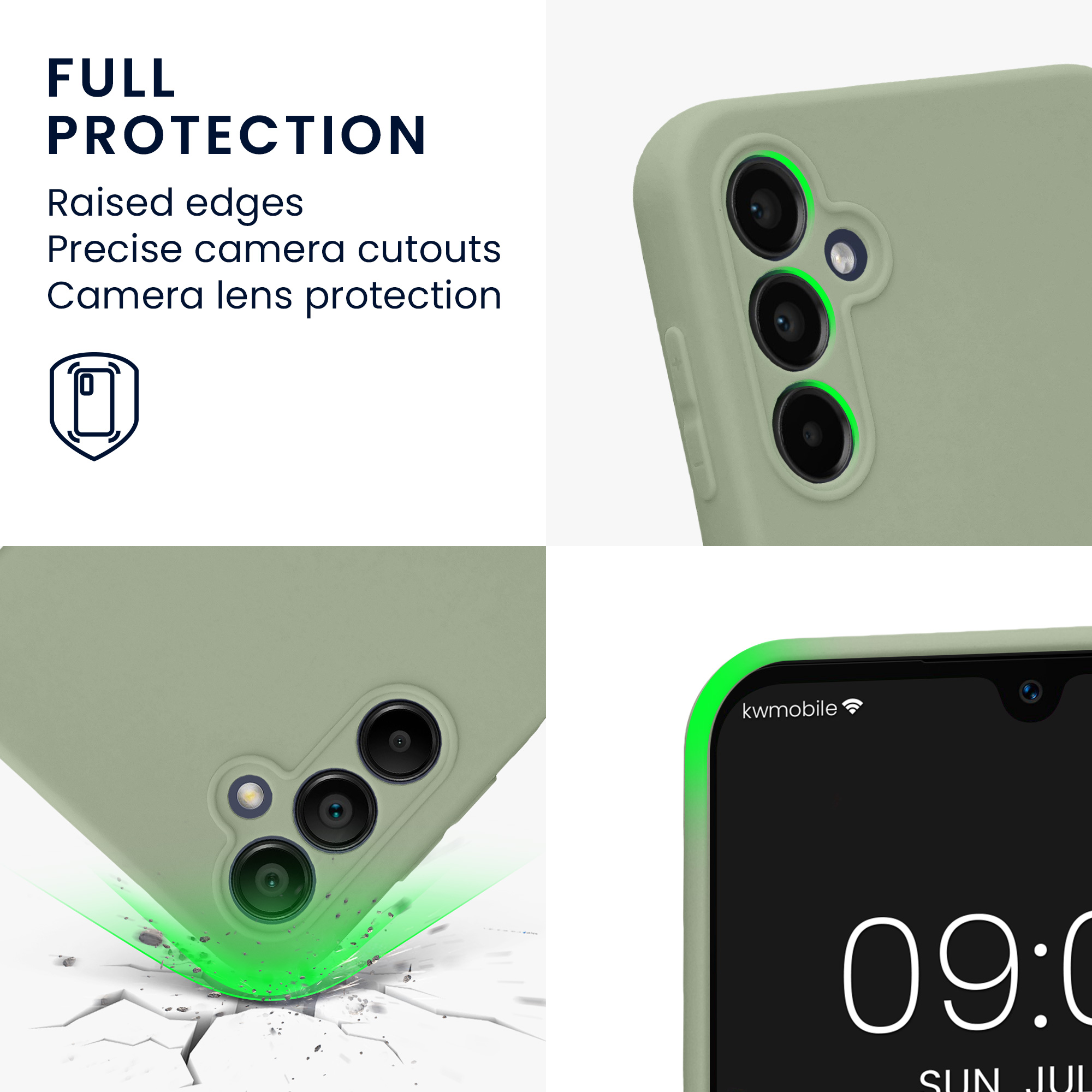 Kryt na mobil Samsung Galaxy A14 5G kwmobile slim matný TPU Šedo-zelená
