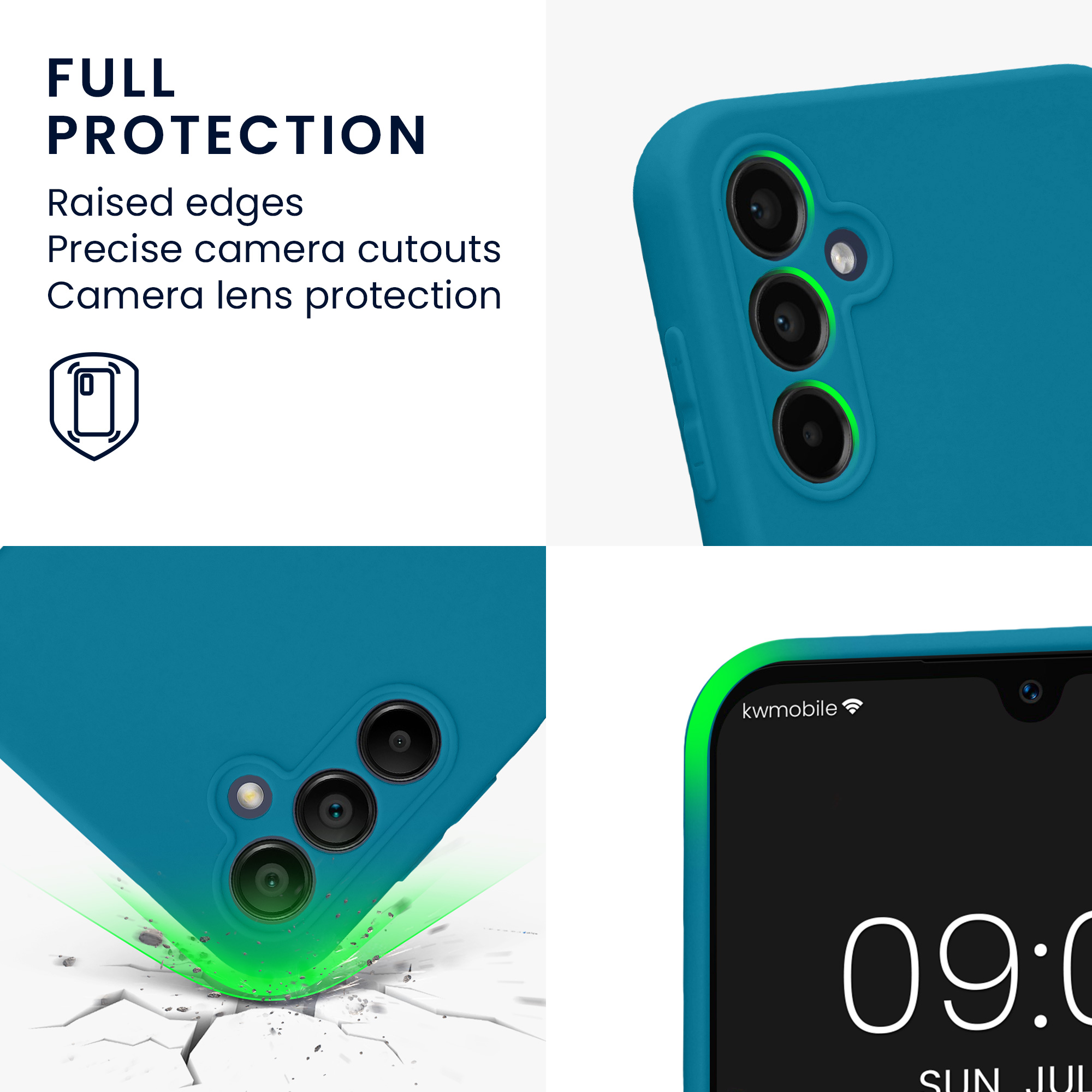Kryt na mobil Samsung Galaxy A14 5G kwmobile slim matný TPU Karibská modrá