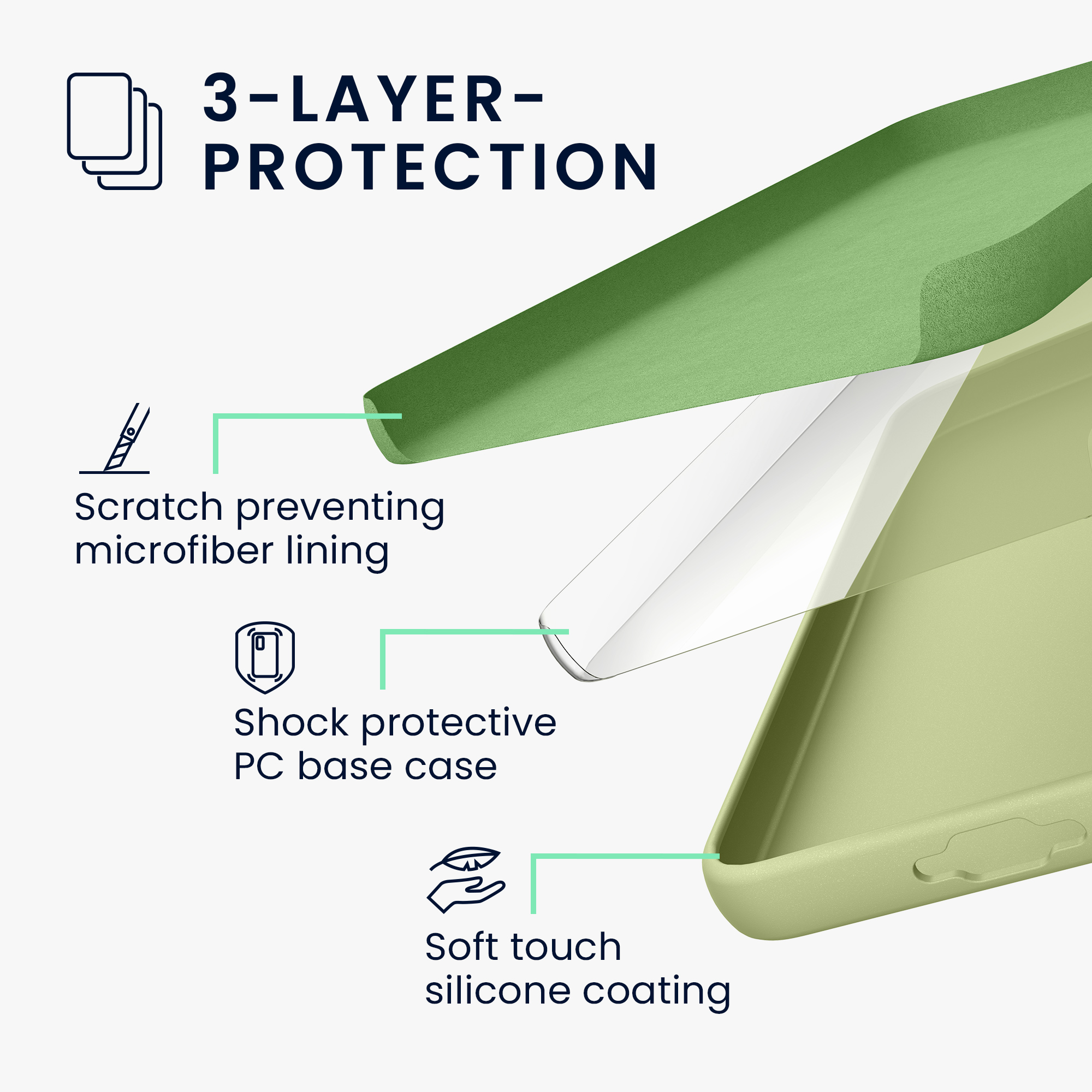 Silikonový kryt pro Samsung Galaxy S26, nárazuvzdorný, pro bezdrátové nabíjení kwmobile ‑ pistáciově zelená