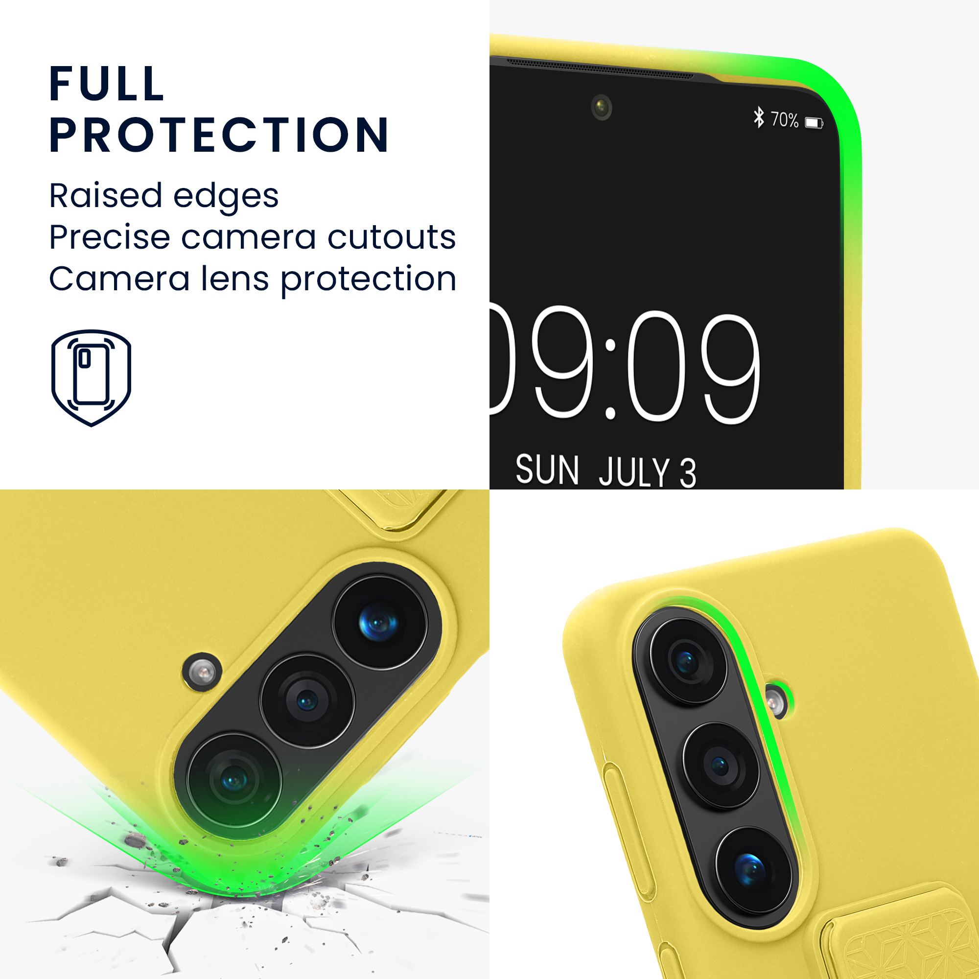 Pouzdro pro Samsung Galaxy S26 kwmobile se stojánkem s poutkem silikonové - zářivě žlutá