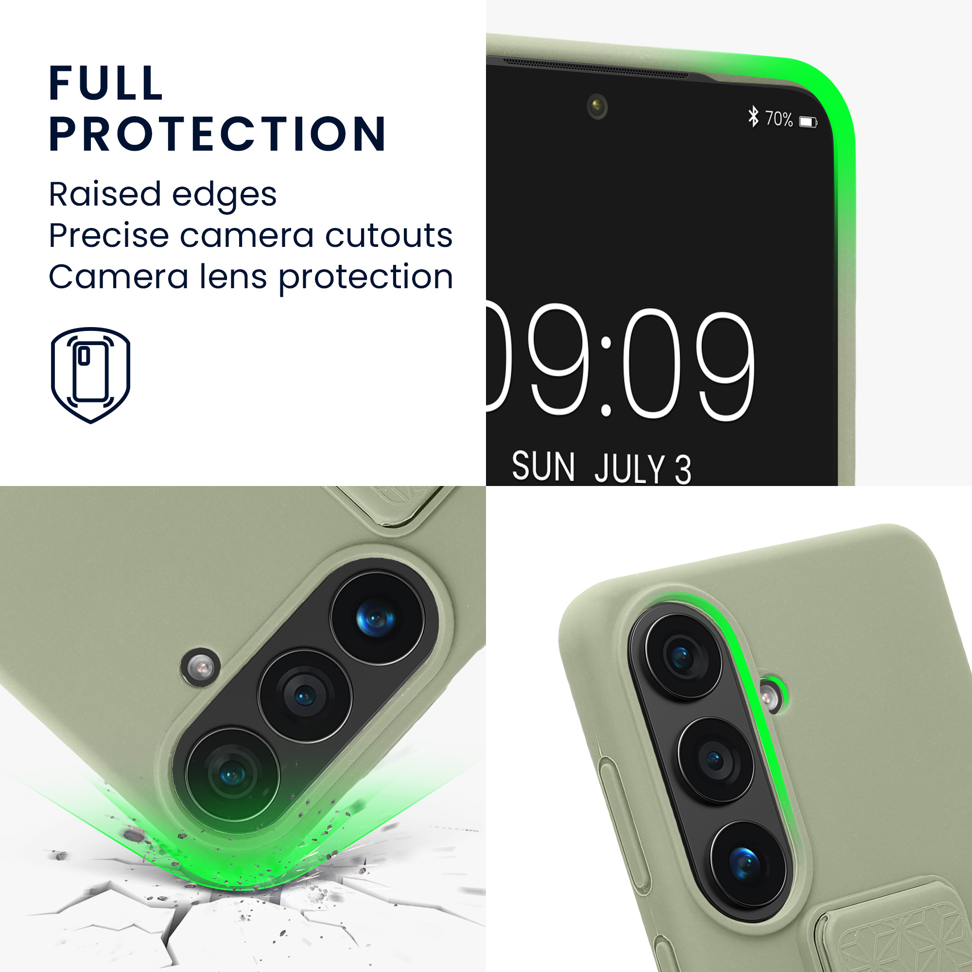 Pouzdro pro Samsung Galaxy S26 kwmobile se stojánkem s poutkem silikonové - šedozelená