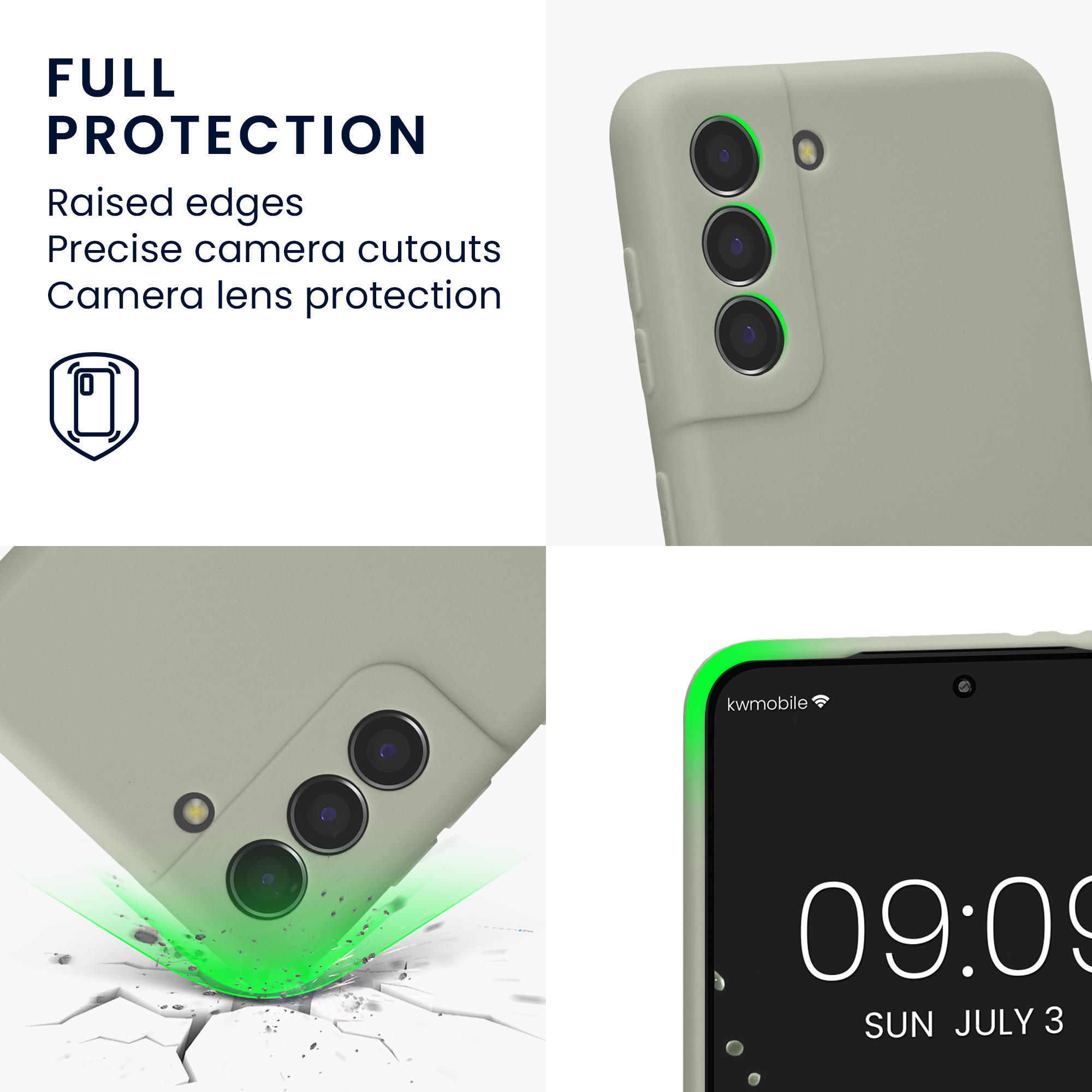 Pouzdro pro Samsung Galaxy S21 kwmobile tenké TPU - šedozelená