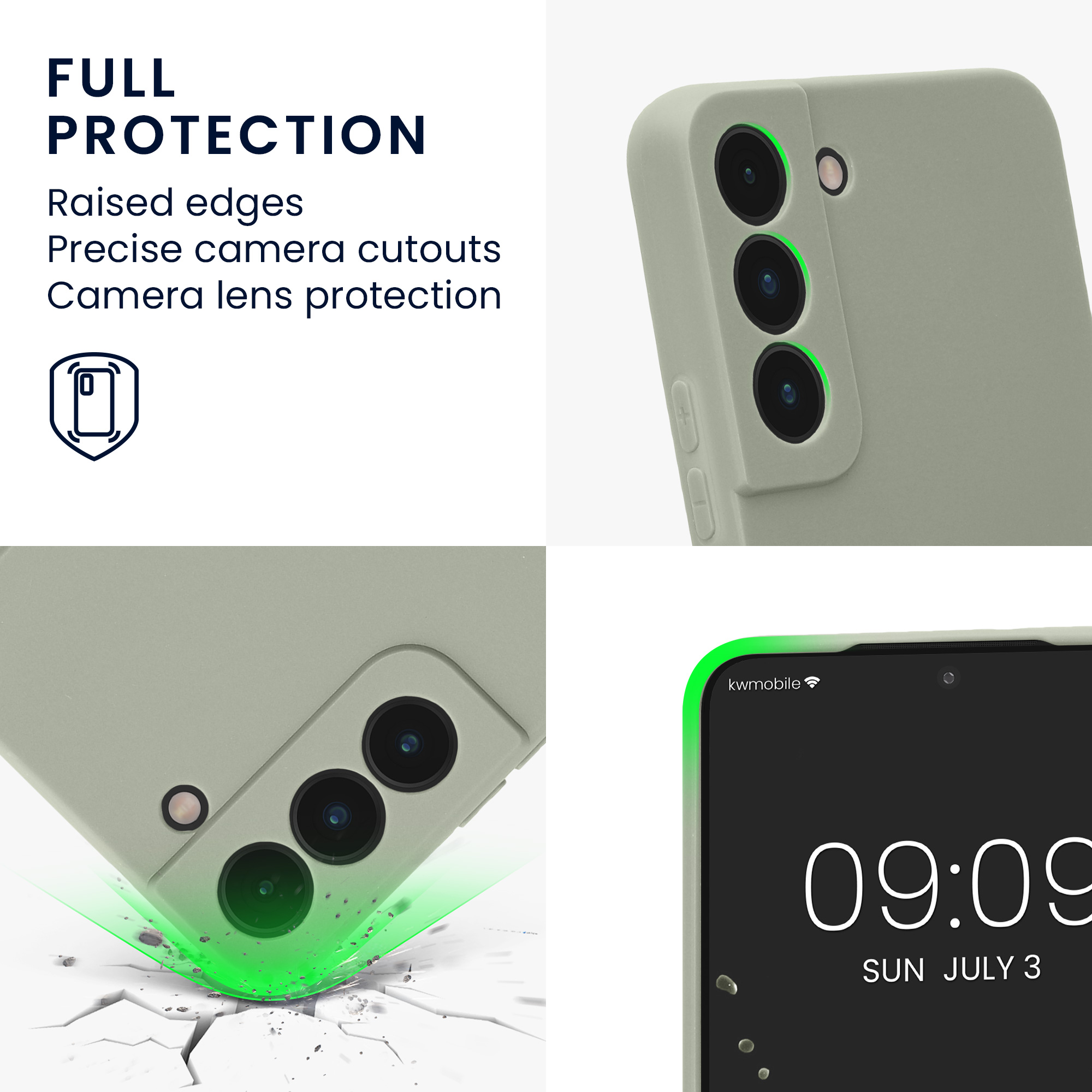 Pouzdro pro Samsung Galaxy S22 kwmobile tenké TPU - šedozelená