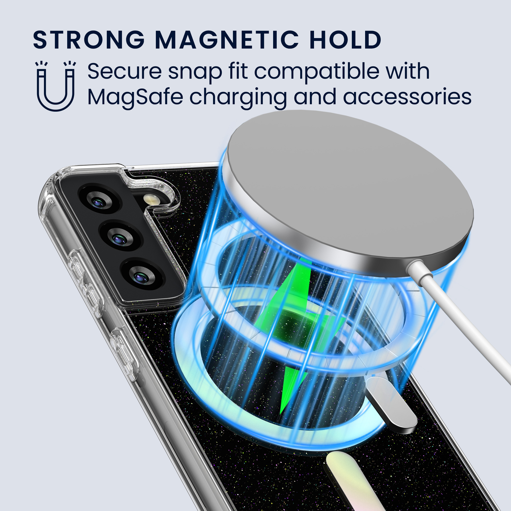 Pouzdro na telefon pro Samsung Galaxy S22 kwmobile MagSafe TPU - třpytivá