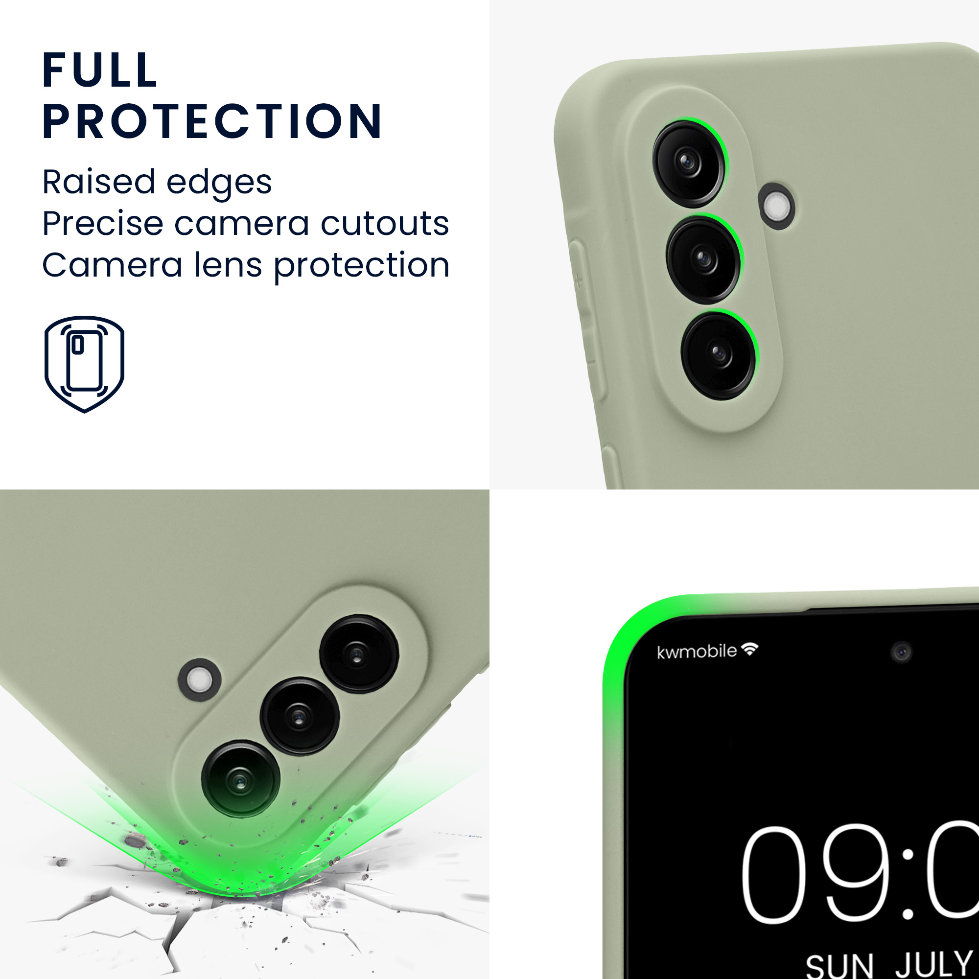 Kryt na mobil Samsung Galaxy A37 5G kwmobile slim matný TPU Šedo-zelená
