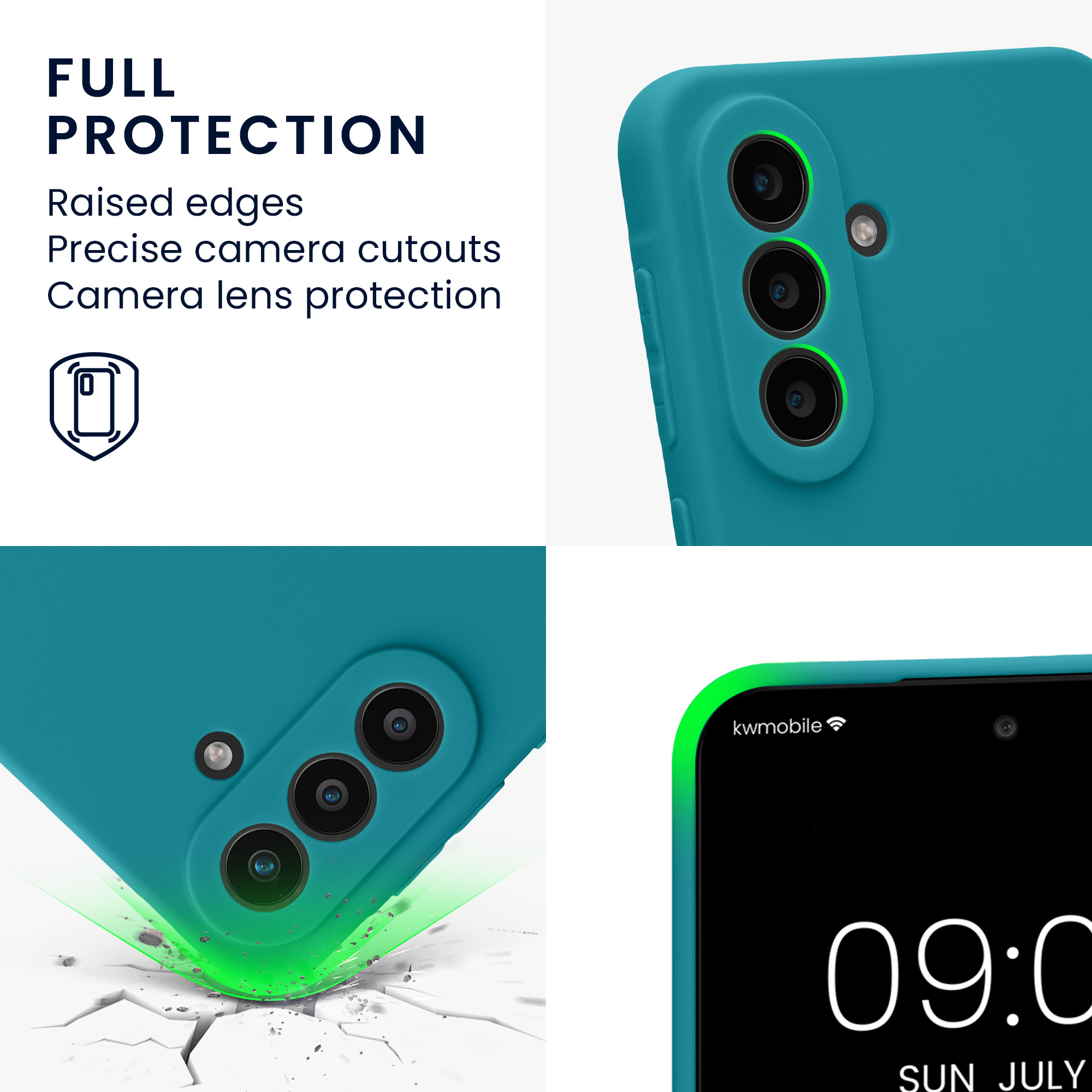 Kryt na mobil Samsung Galaxy A57 5G kwmobile slim matný TPU Matná petrolejová