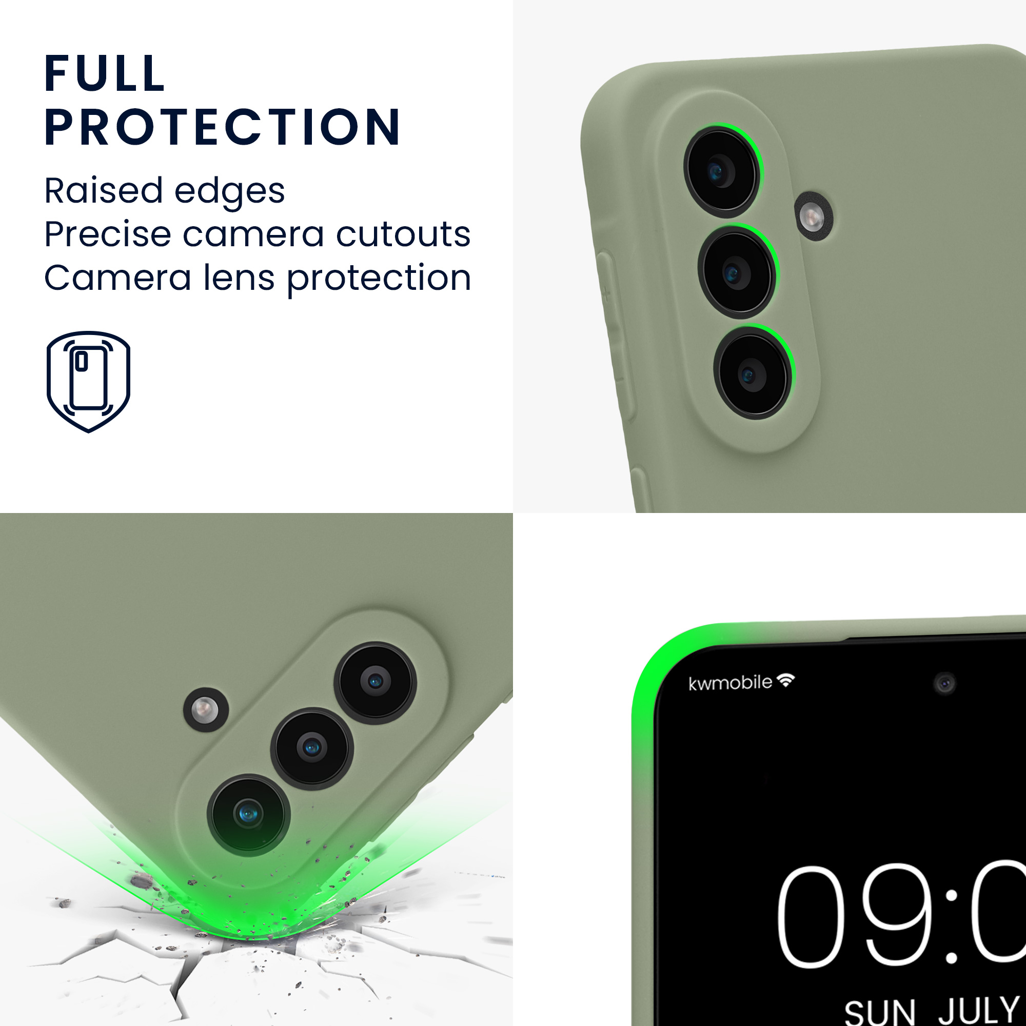 Pouzdro pro Samsung Galaxy A57 5G kwmobile tenké TPU - šedozelená
