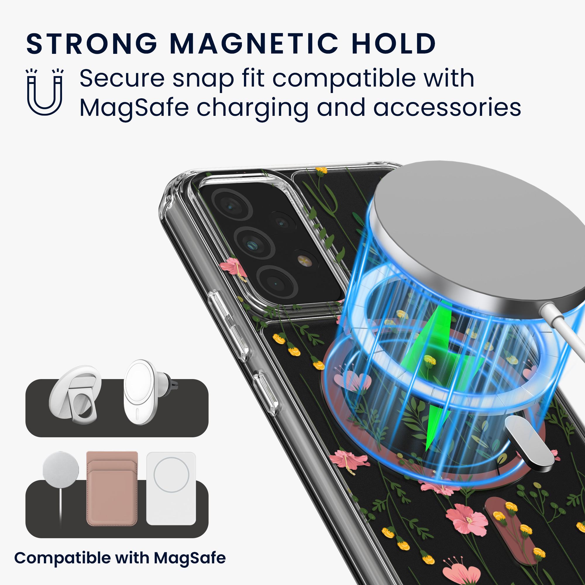 Čiré pouzdro na telefon pro Samsung Galaxy A53 5G kwmobile MagSafe TPU - motiv nenápadné polní květiny