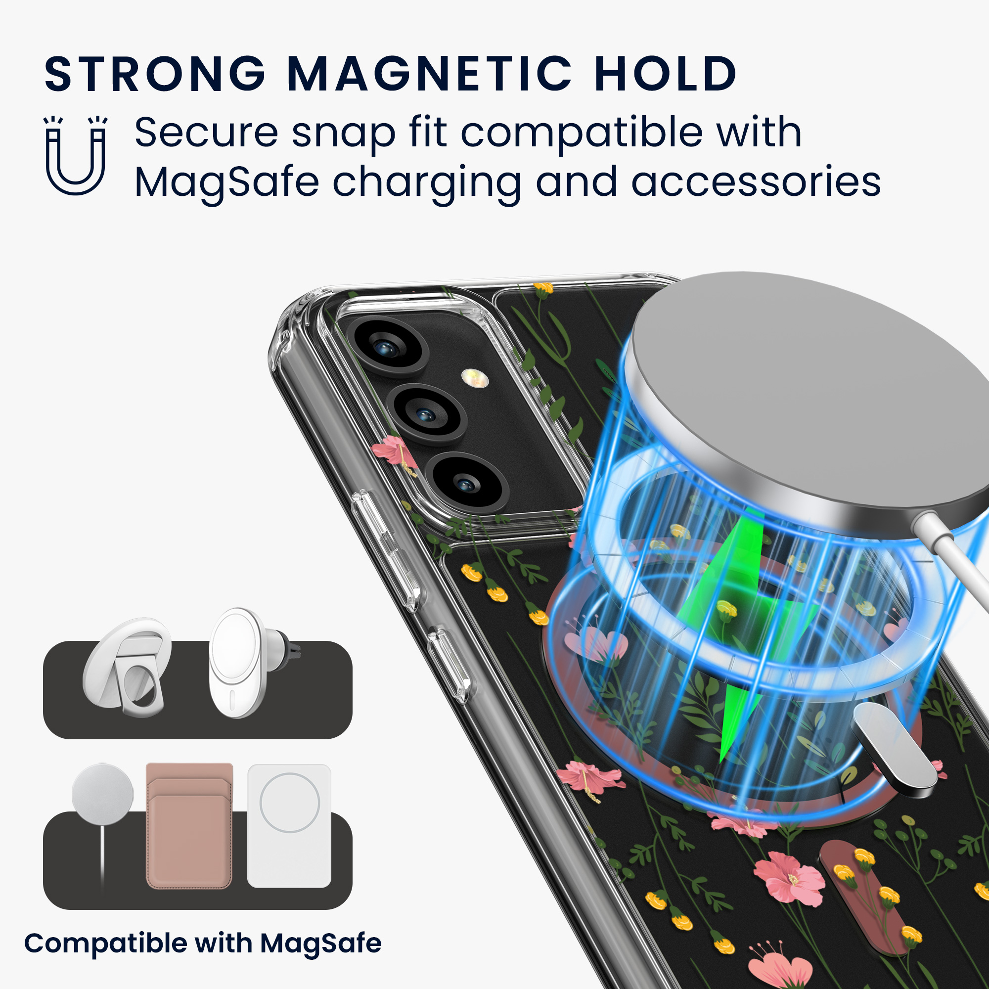 Čiré pouzdro na telefon pro Samsung Galaxy A54 5G kwmobile MagSafe TPU - motiv nenápadné polní květiny