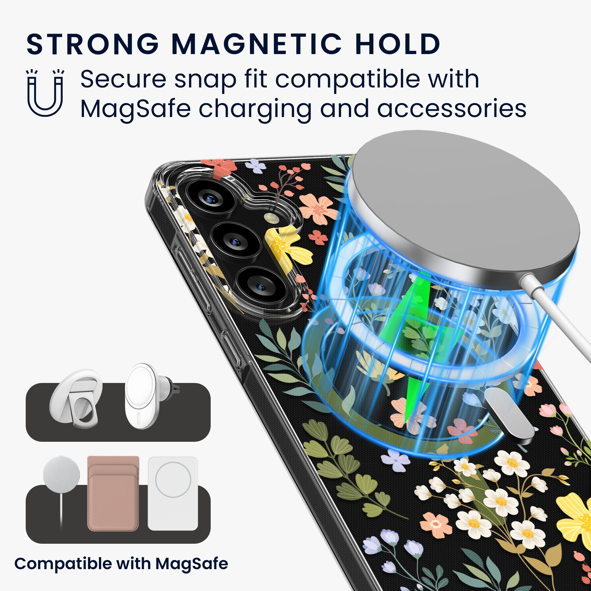Čiré pouzdro na telefon pro Samsung Galaxy A55 5G kwmobile MagSafe TPU - motiv okouzlující květiny