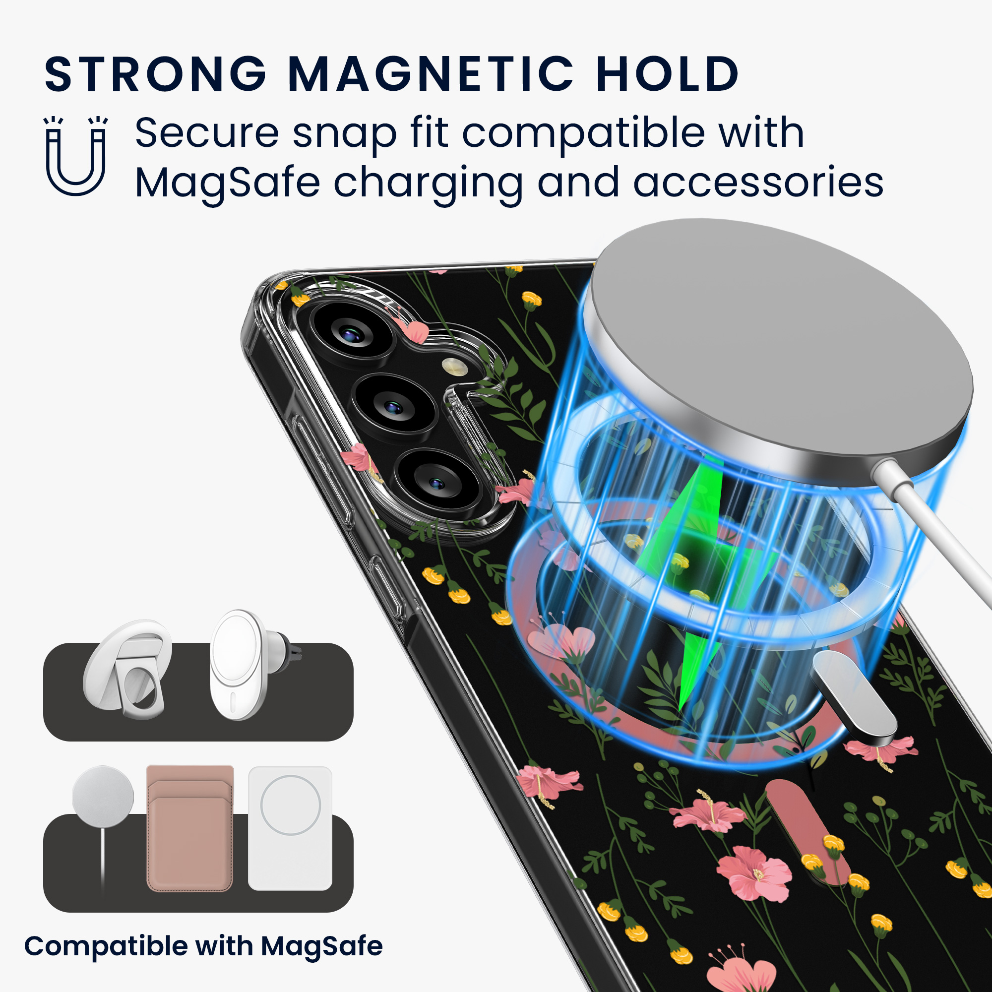 Čiré pouzdro na telefon pro Samsung Galaxy A55 5G kwmobile MagSafe TPU - motiv nenápadné polní květiny