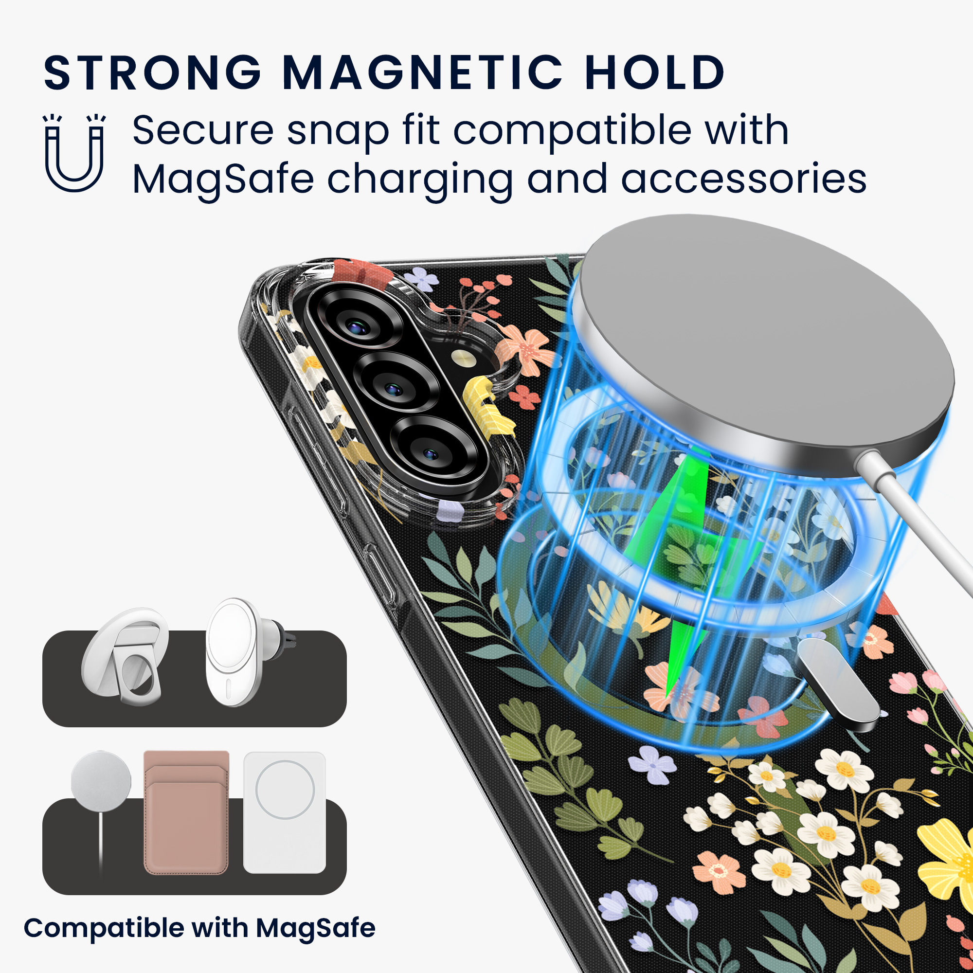 Čiré pouzdro na telefon pro Samsung Galaxy A56 5G kwmobile MagSafe TPU - motiv okouzlující květiny