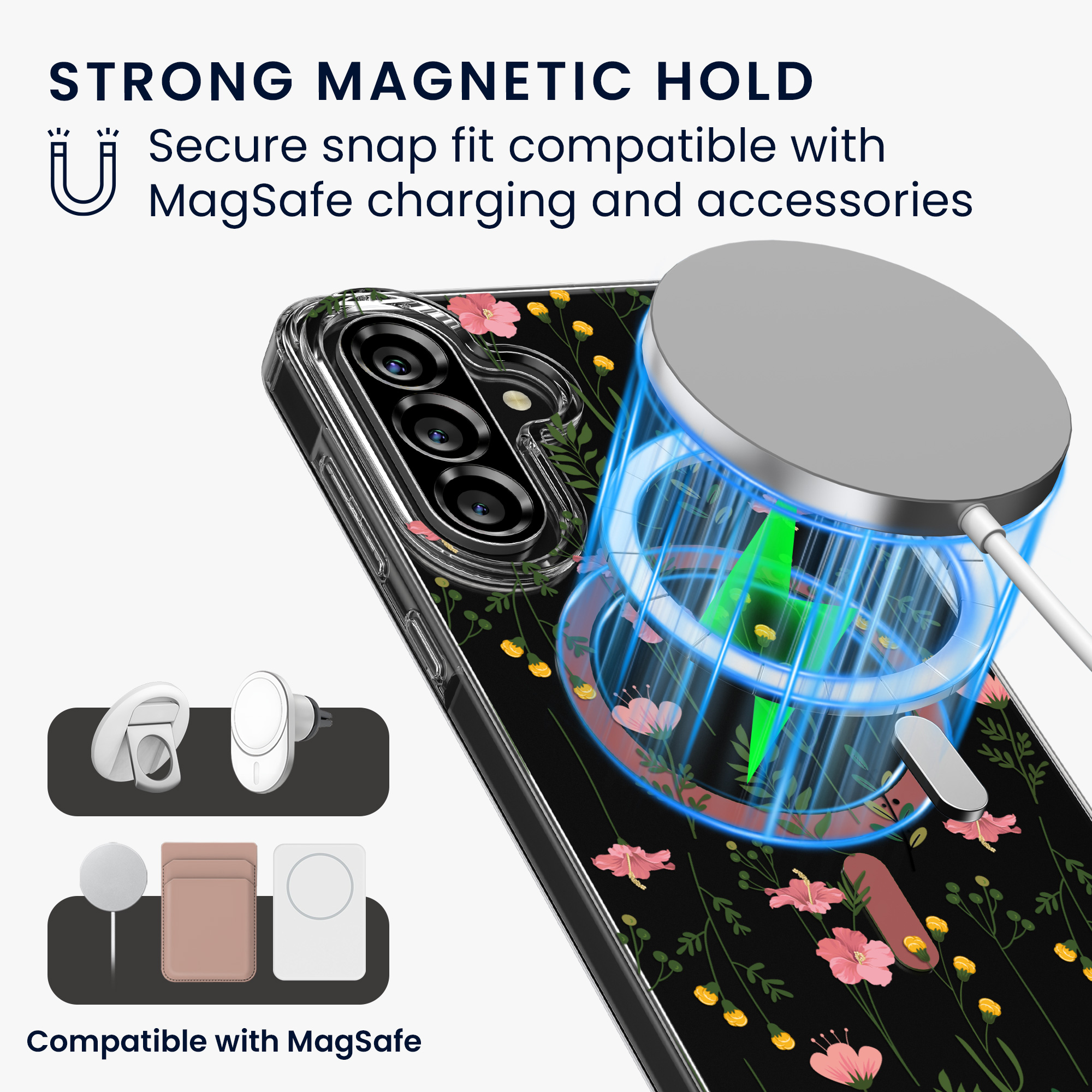 Čiré pouzdro na telefon pro Samsung Galaxy A56 5G kwmobile MagSafe TPU - motiv nenápadné polní květiny