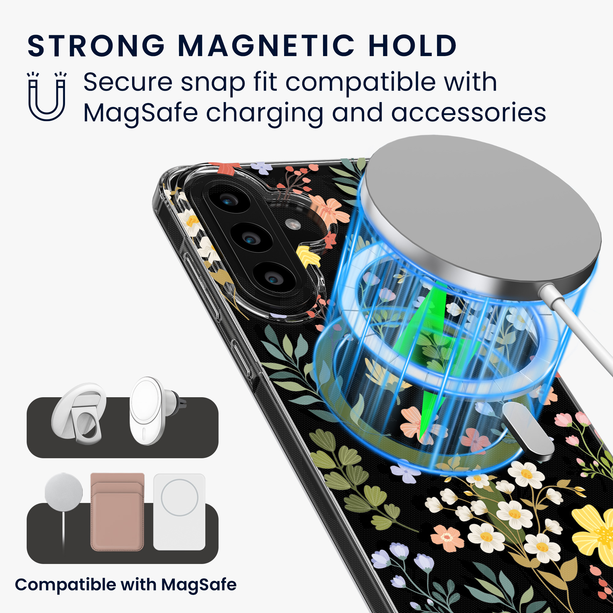 Čiré pouzdro na telefon pro Samsung Galaxy A57 5G kwmobile MagSafe TPU - motiv okouzlující květiny