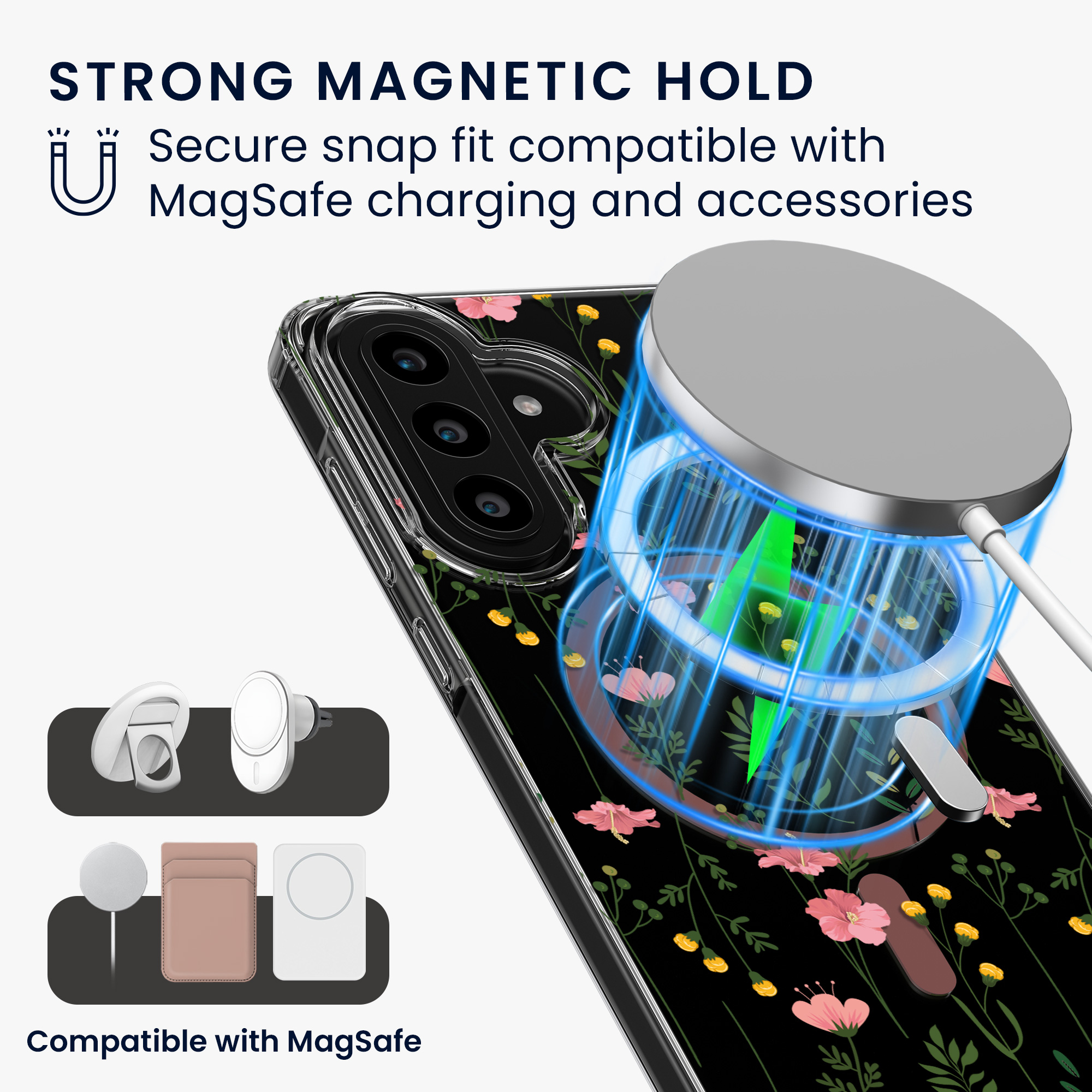 Čiré pouzdro na telefon pro Samsung Galaxy A57 5G kwmobile MagSafe TPU - motiv nenápadné polní květiny