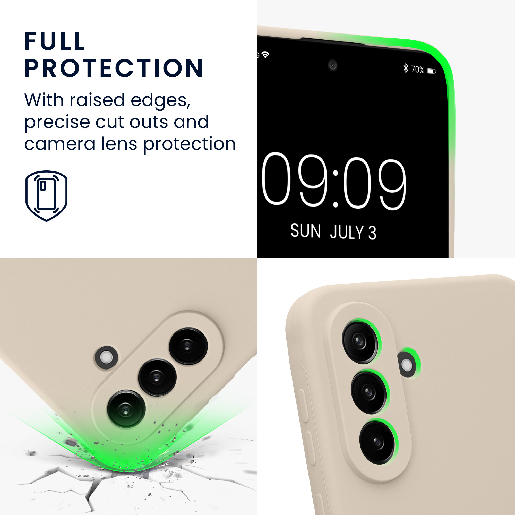 Tenký TPU silikonový obal pro Samsung Galaxy A37 5G, povrch příjemný na dotek kwmobile ‑ matná krémová