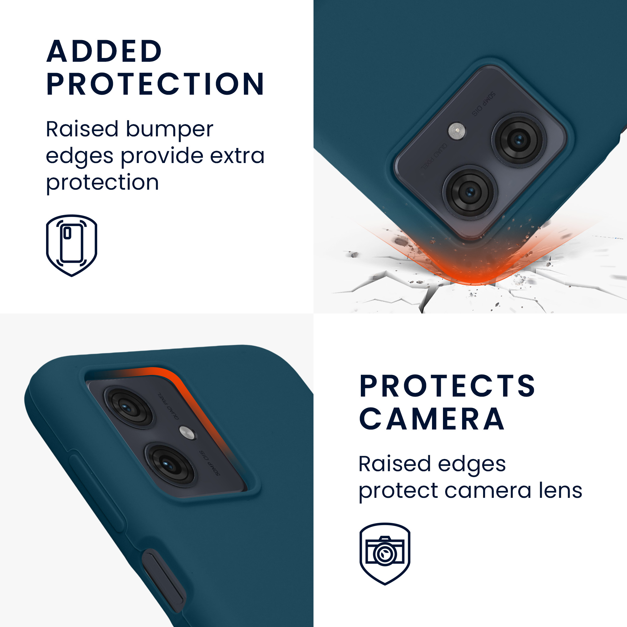 Silikonový kryt pro Motorola Moto G54 5G, nárazuvzdorný, pro bezdrátové nabíjení kwmobile ‑ petrolejová