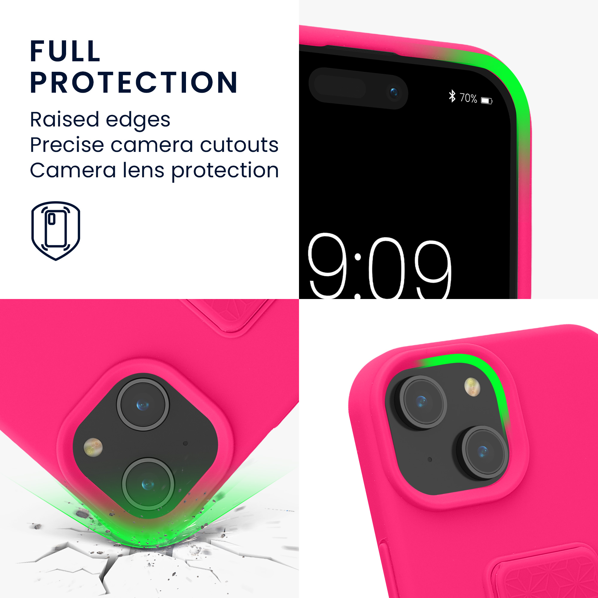 Kryt kwmobile s poutkem se stojánkem iPhone 15 neonově růžová