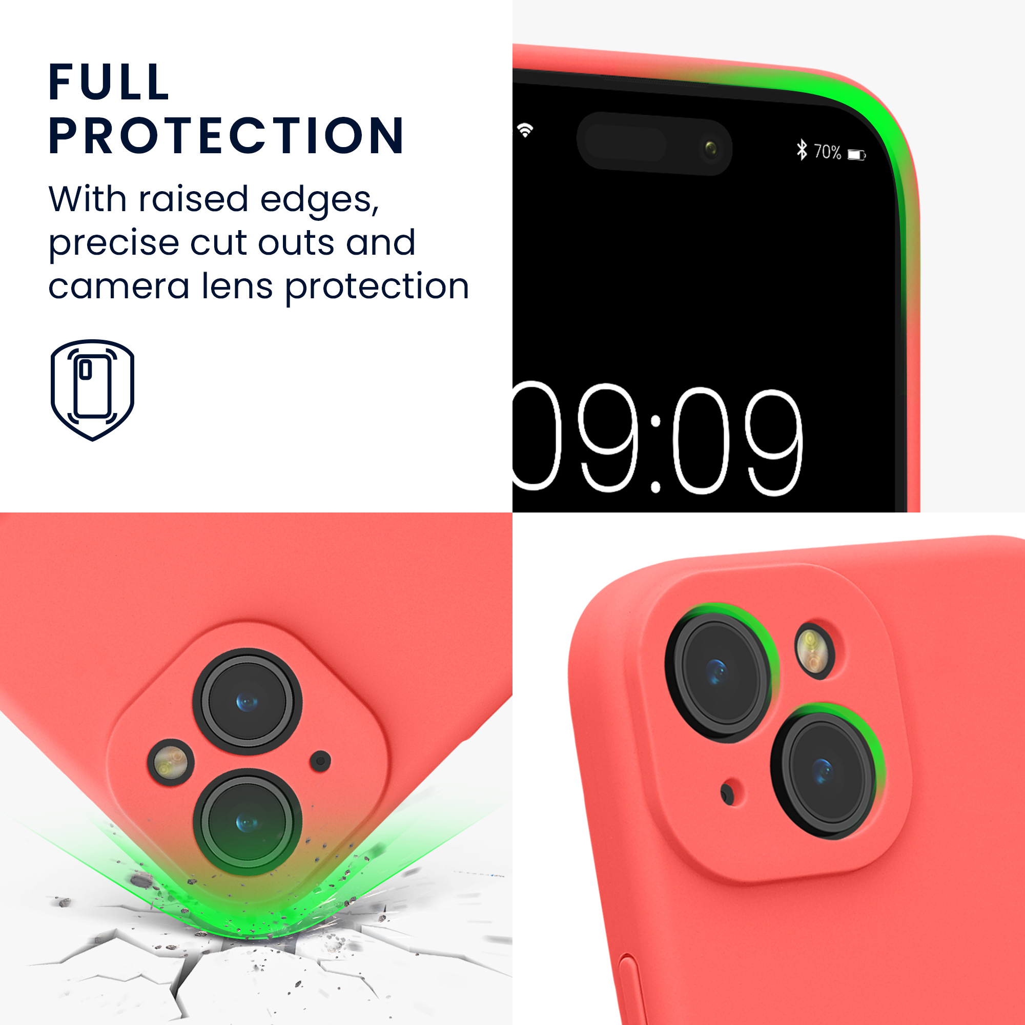 Kryt kwmobile slim soft-touch iPhone 15 Neon Coral