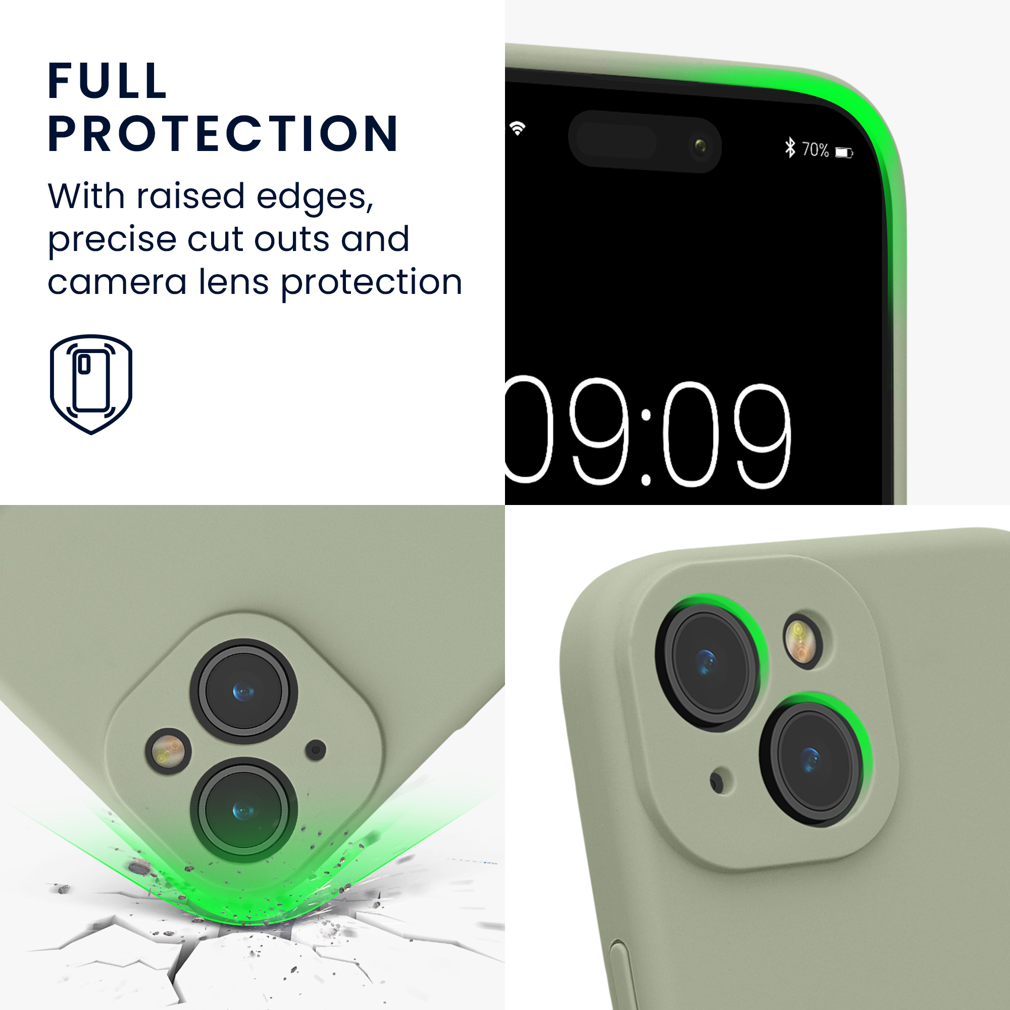 Pouzdro pro Apple iPhone 15 kwmobile tenké silikonové - šedozelená
