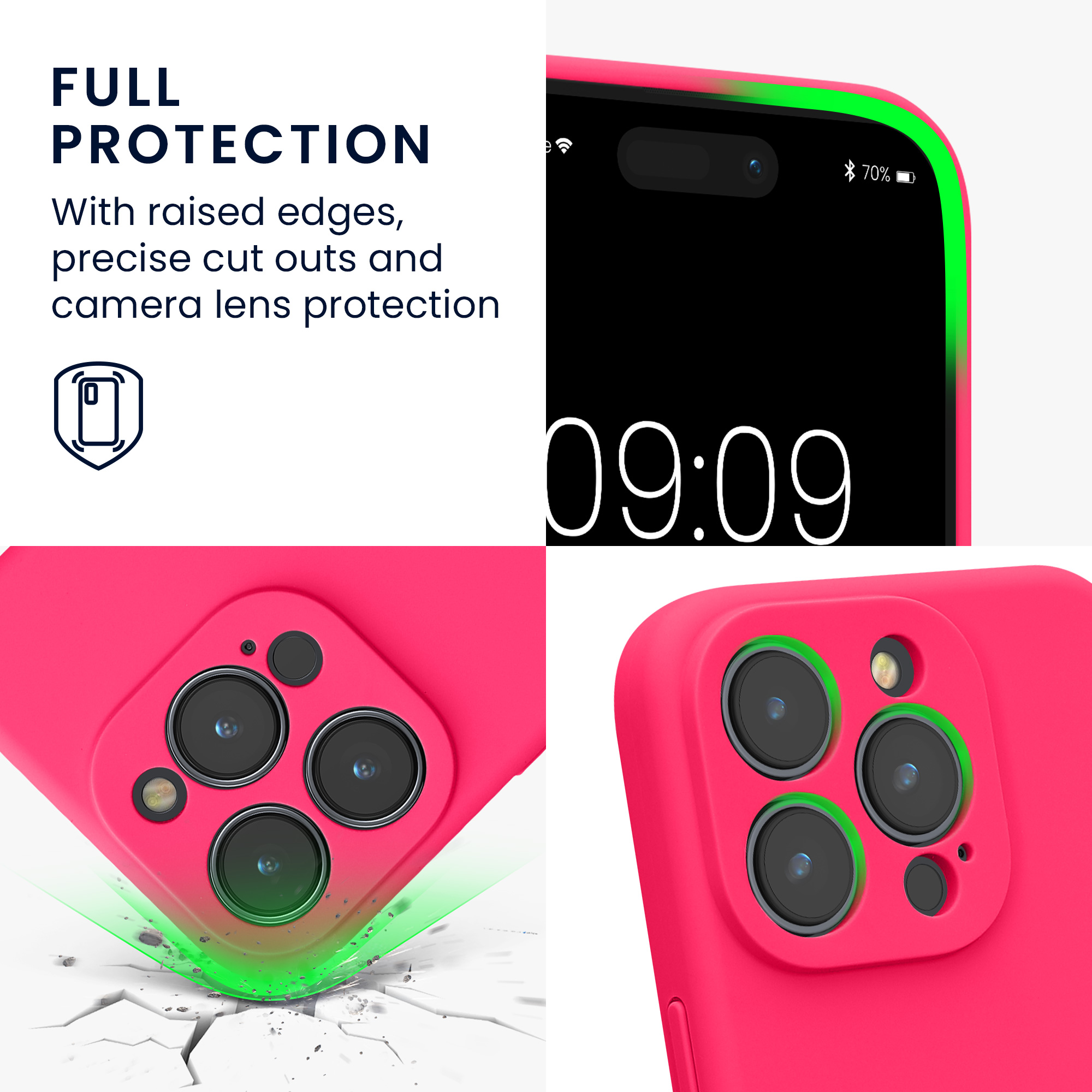 Kryt kwmobile slim soft-touch iPhone 15 Pro neonově růžová
