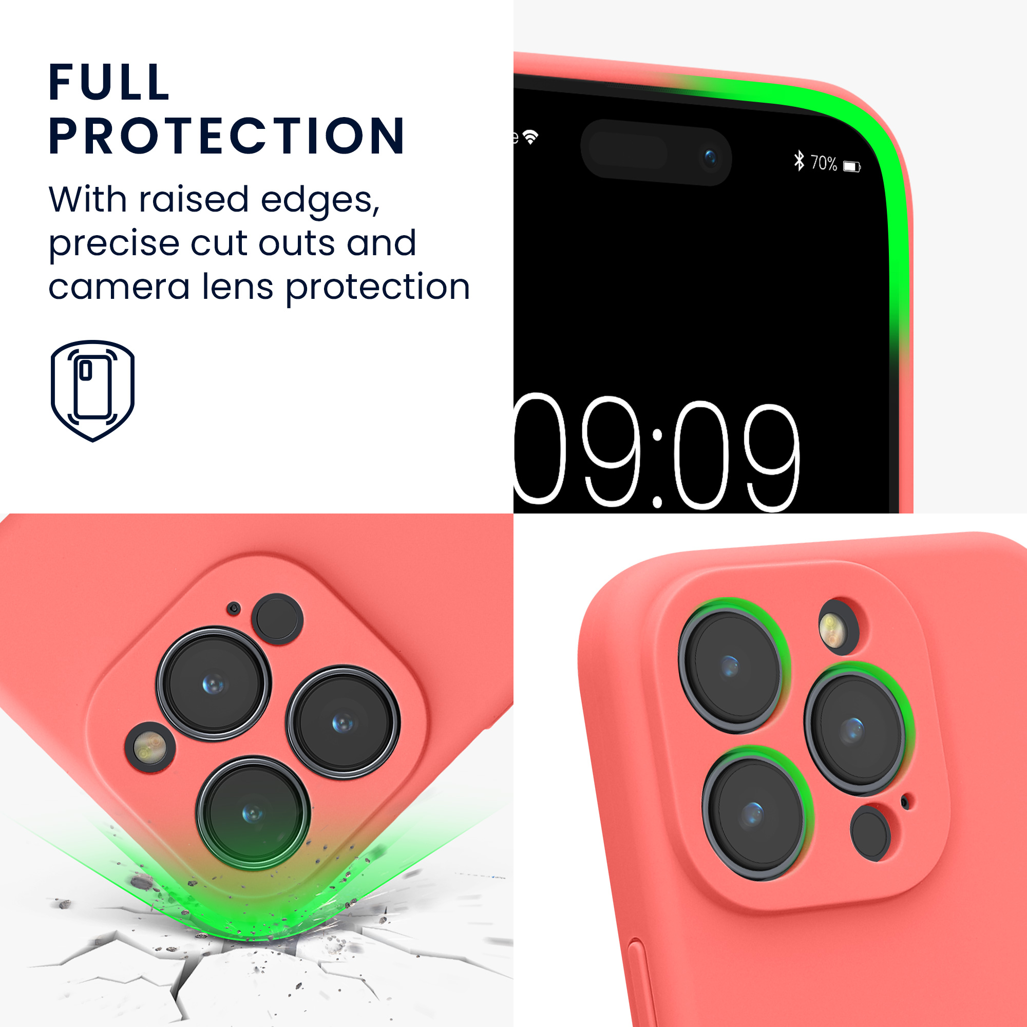 Silikonový kryt kwmobile pro iPhone 15 Pro - neonově korálová