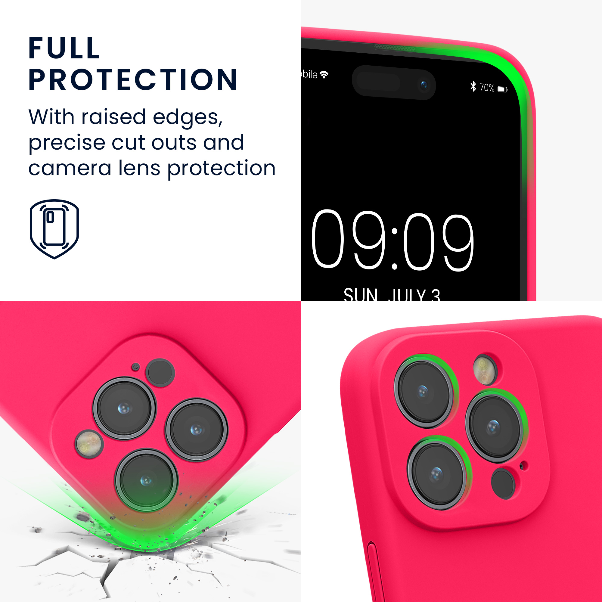 Silikonový kryt kwmobile pro iPhone 15 Pro Max - neonově růžová