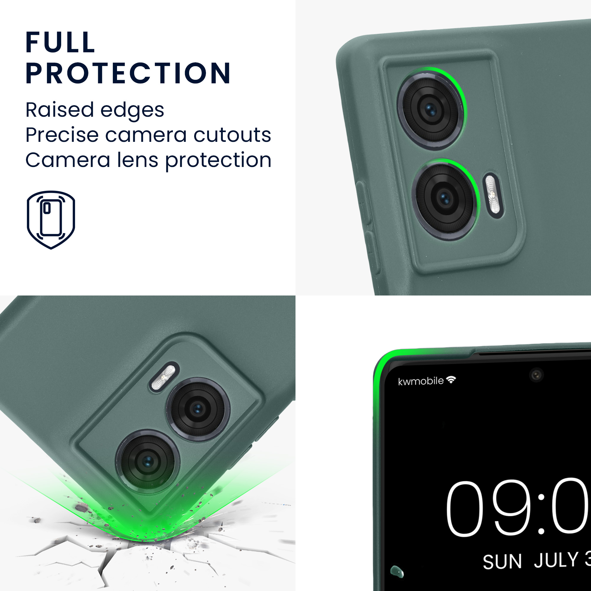 Matný TPU kryt pro Motorola Edge 50 Fusion kwmobile ‑ modrozelená