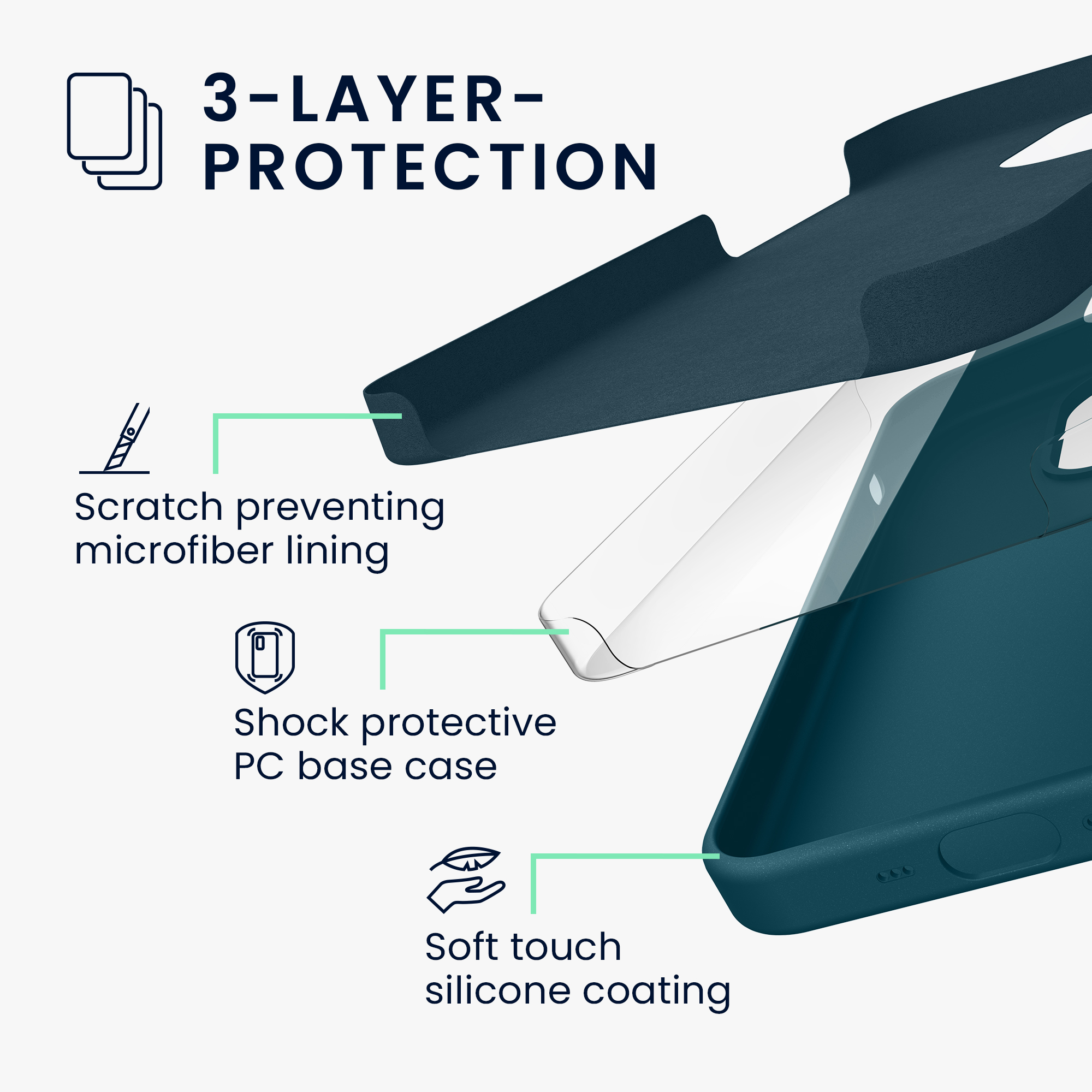 TPU silikonový kryt pro Apple iPhone 16, měkký povrch kwmobile ‑ matná petrolejová