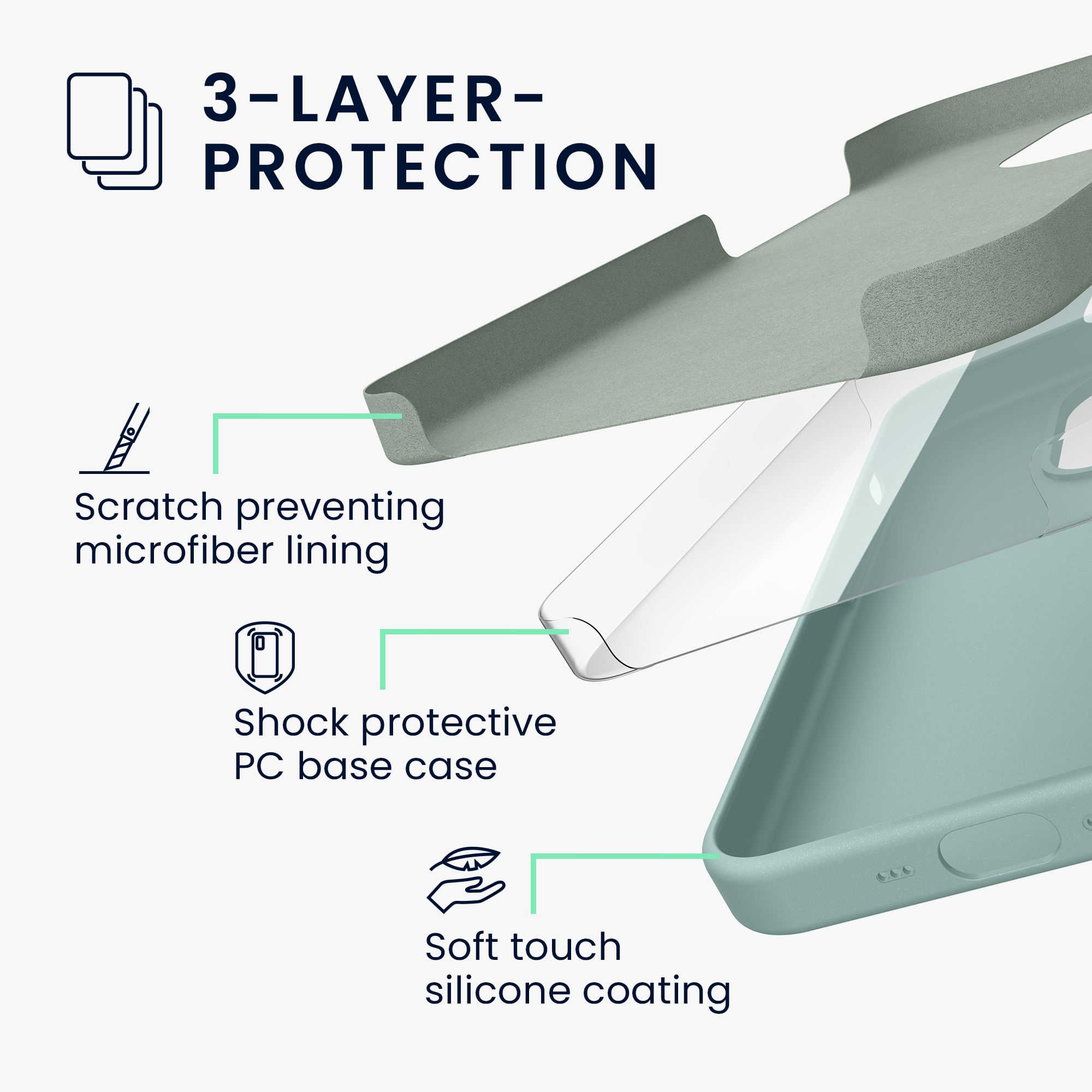 TPU silikonový kryt pro Apple iPhone 16, měkký povrch kwmobile ‑ mátová